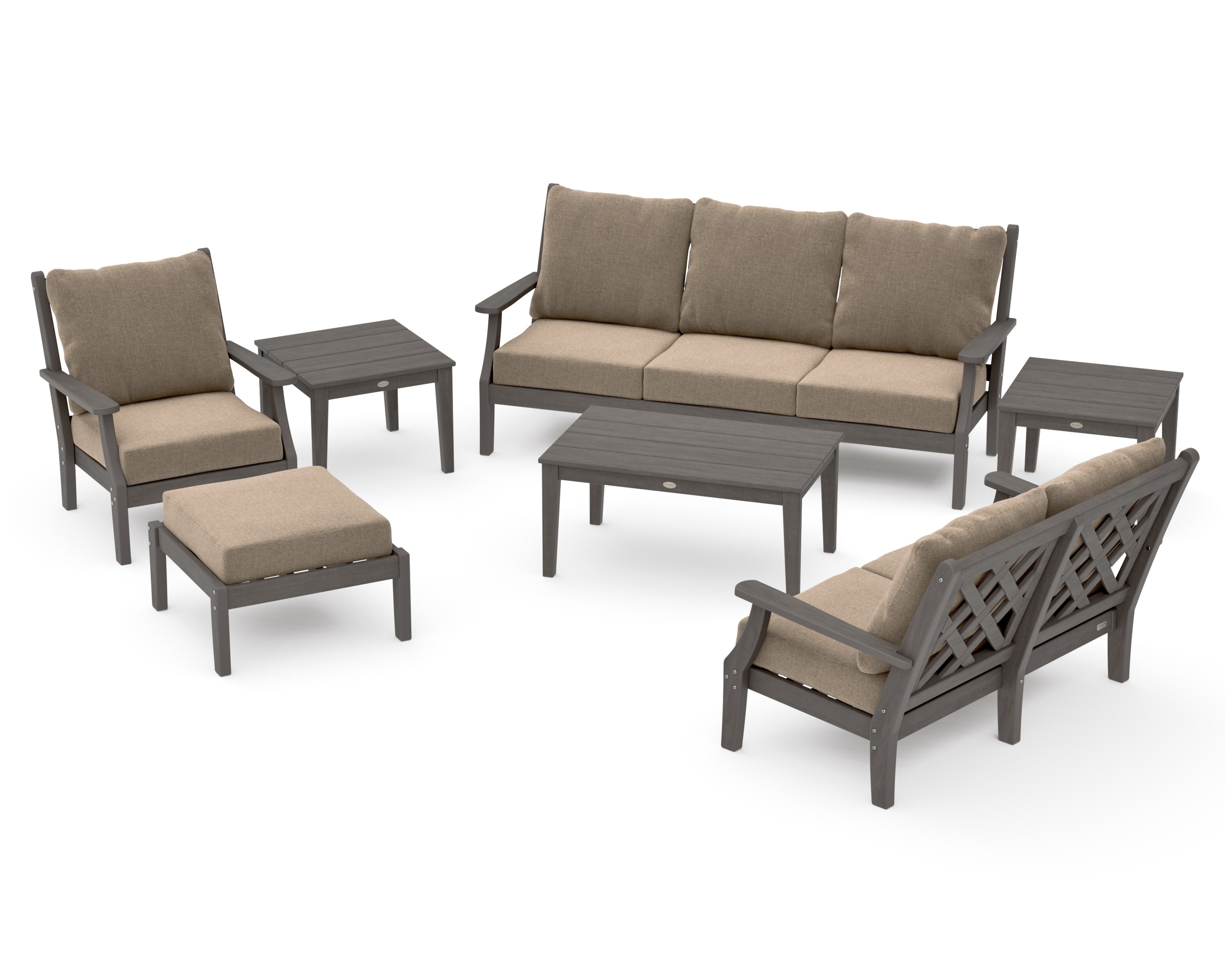 Wovendale 7-Piece Deep Seating Set in Driftwood / Spiced Burlap