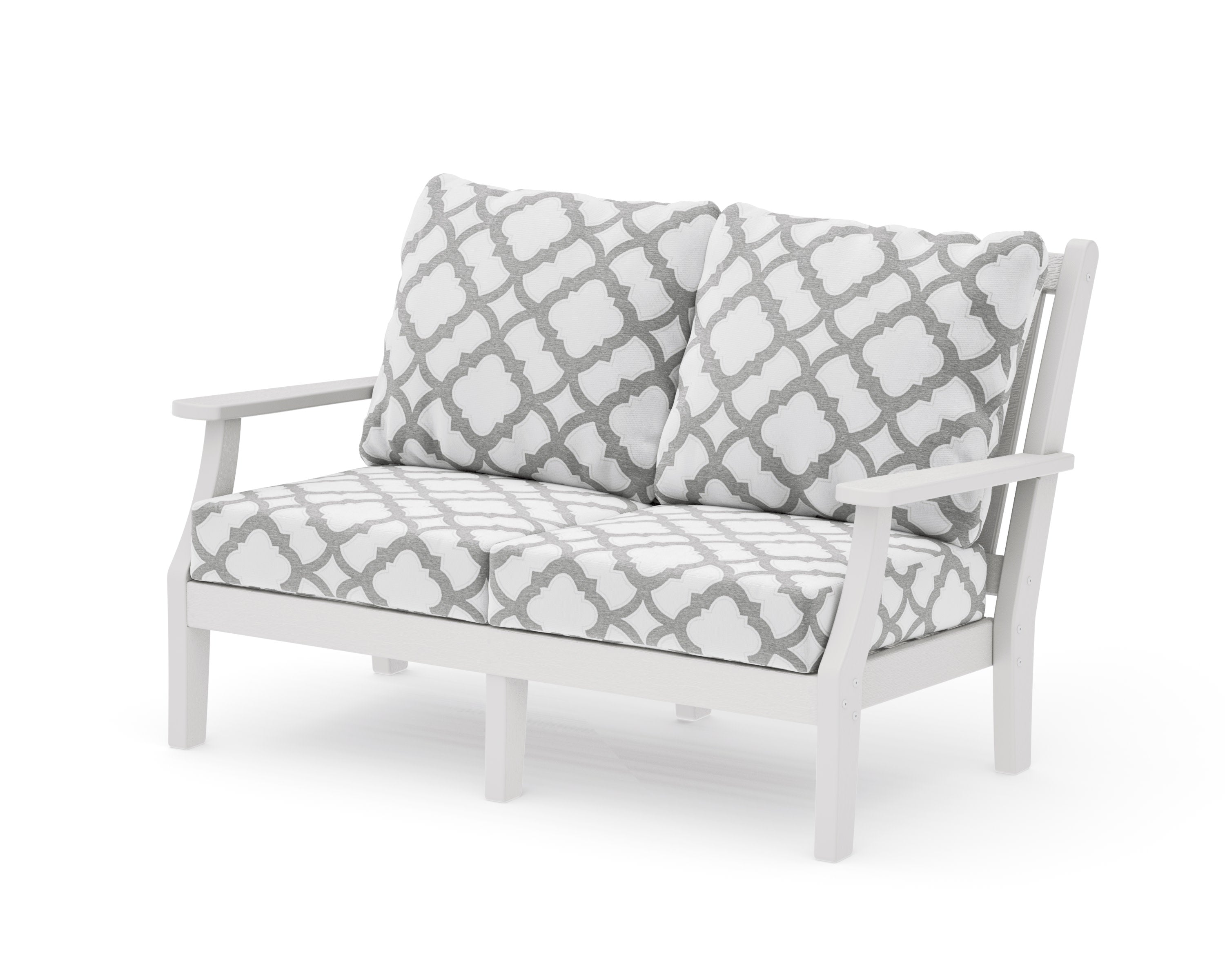 Wovendale Deep Seating Loveseat in Vintage White / Trellis Grey Mist