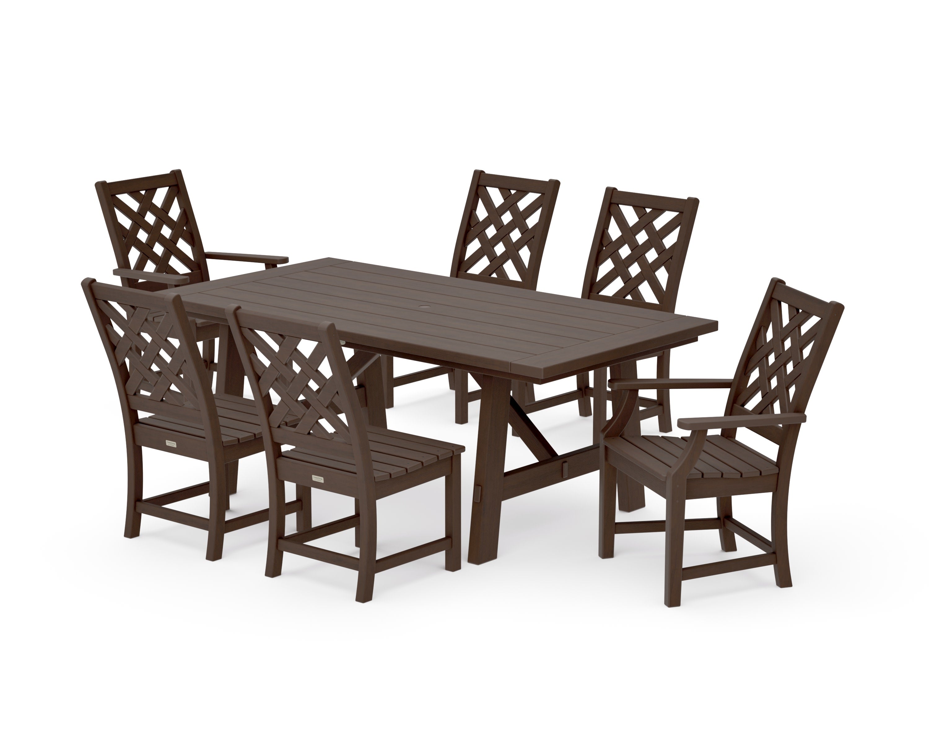 Wovendale 7-Piece Rustic Farmhouse Dining Set in Kona