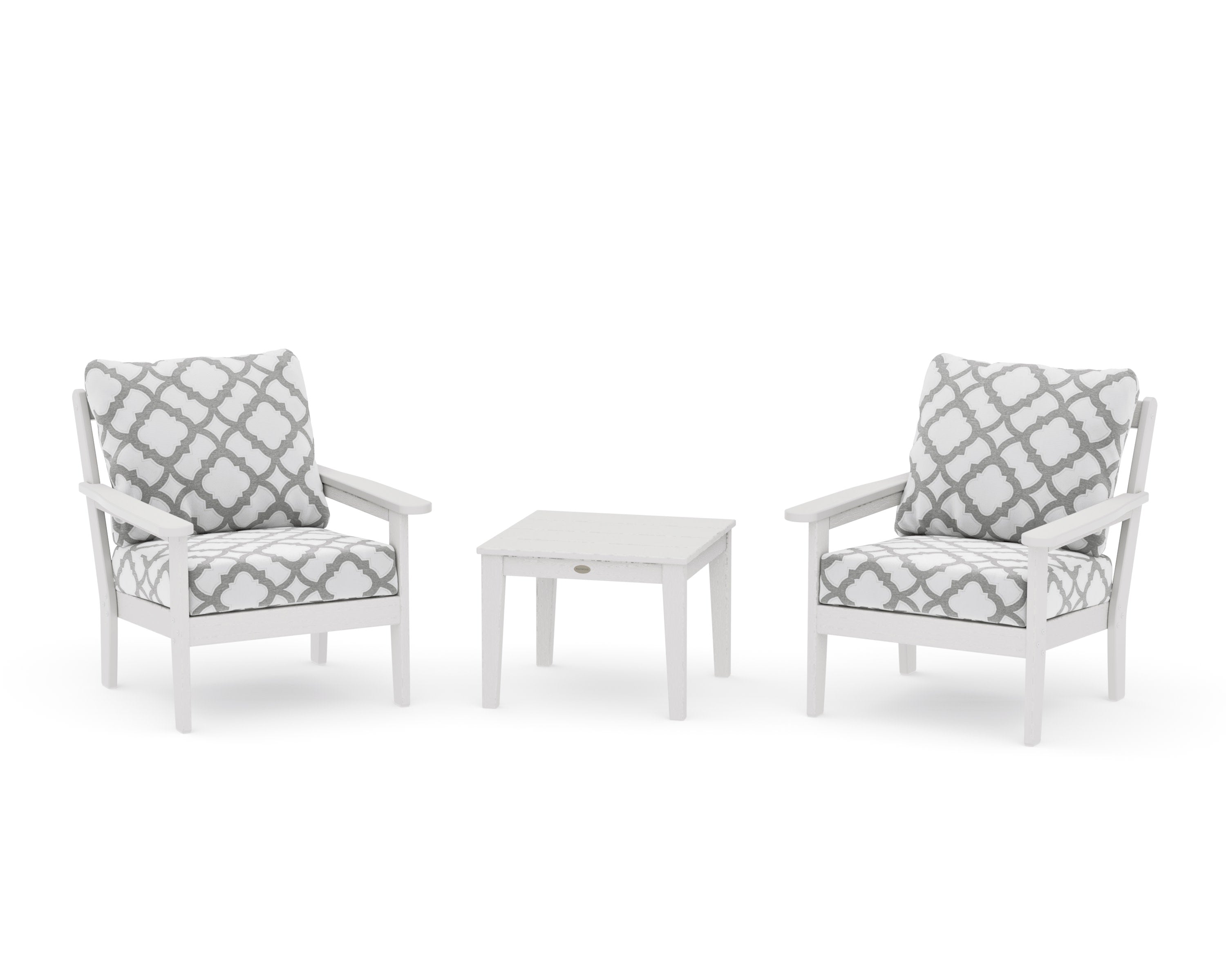Cottage 3-Piece Deep Seating Set in Vintage White / Trellis Grey Mist