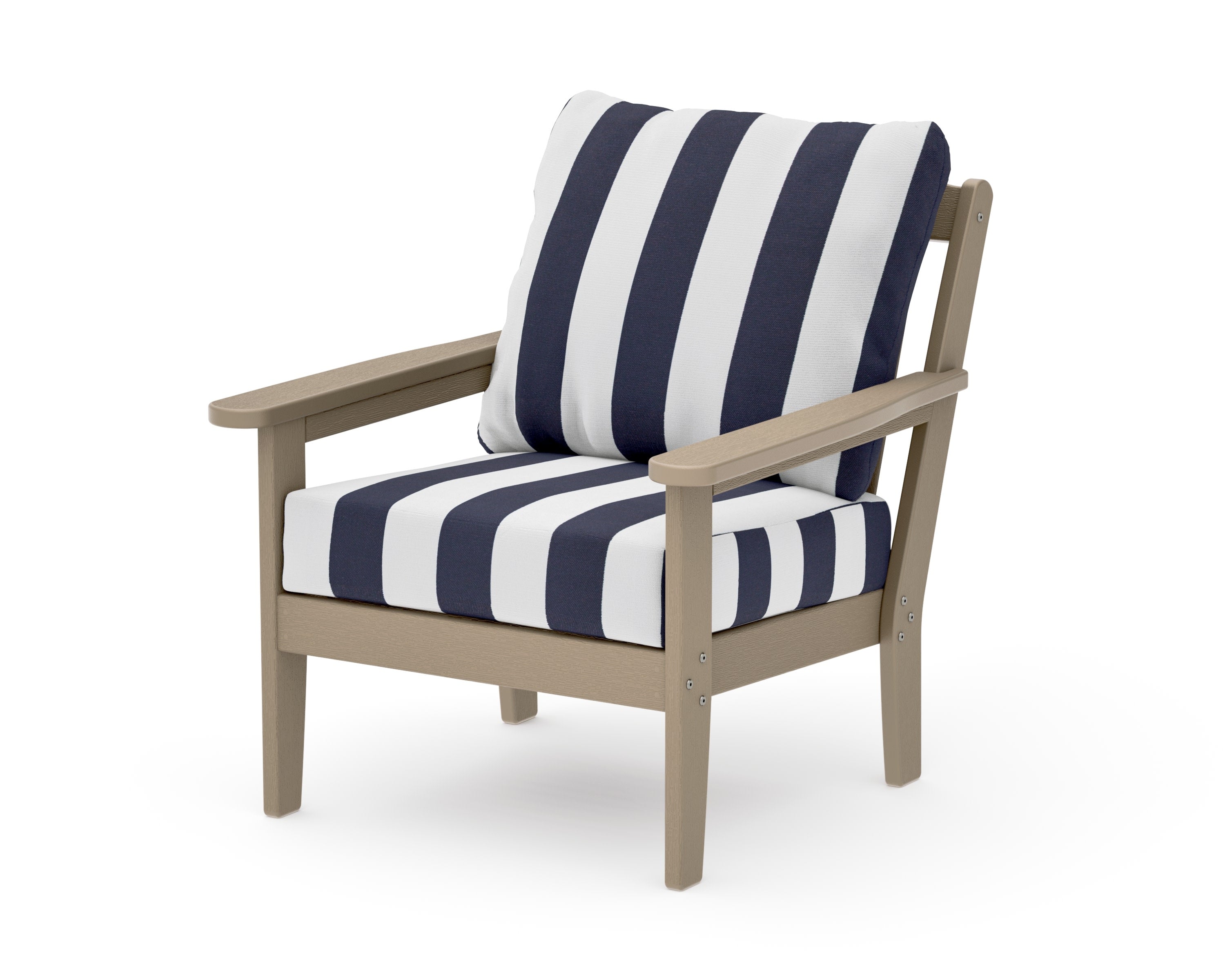 Cottage Deep Seating Chair in Vintage Sahara / Cabana Stripe Navy