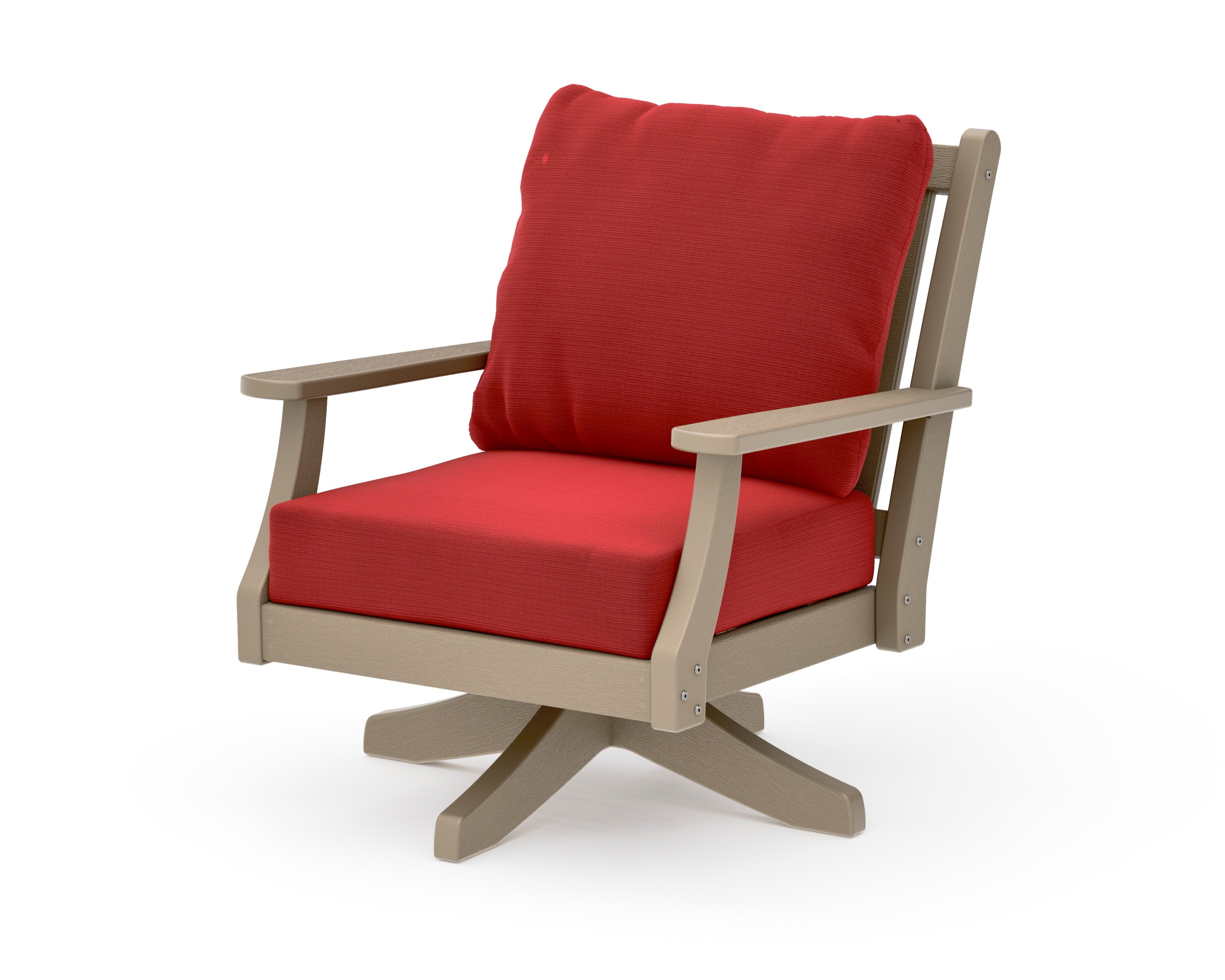 Wovendale Deep Seating Swivel Chair in Vintage Sahara / Crimson Linen