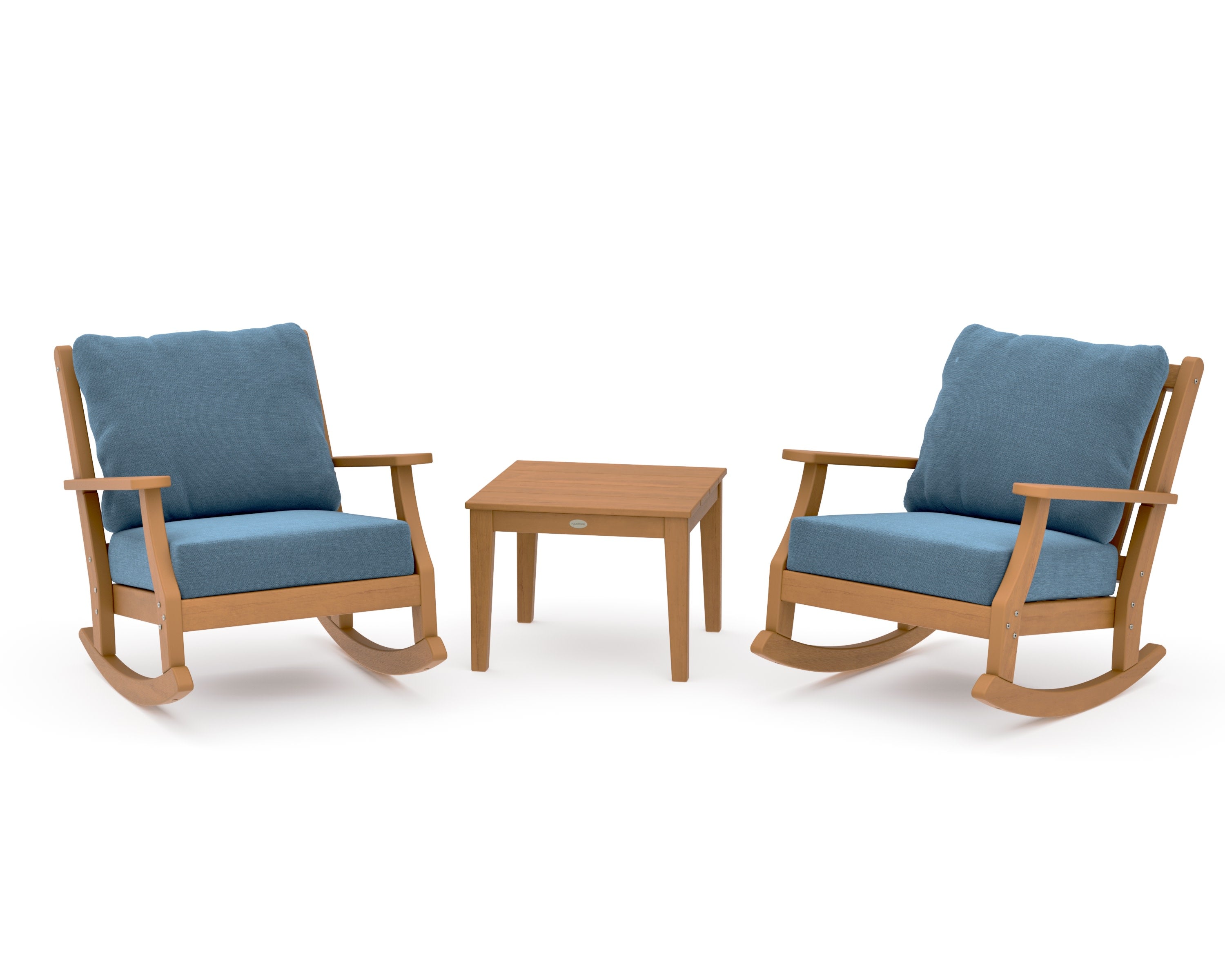 Wovendale 3-Piece Deep Seating Rocker Set in Natural / Sky Blue