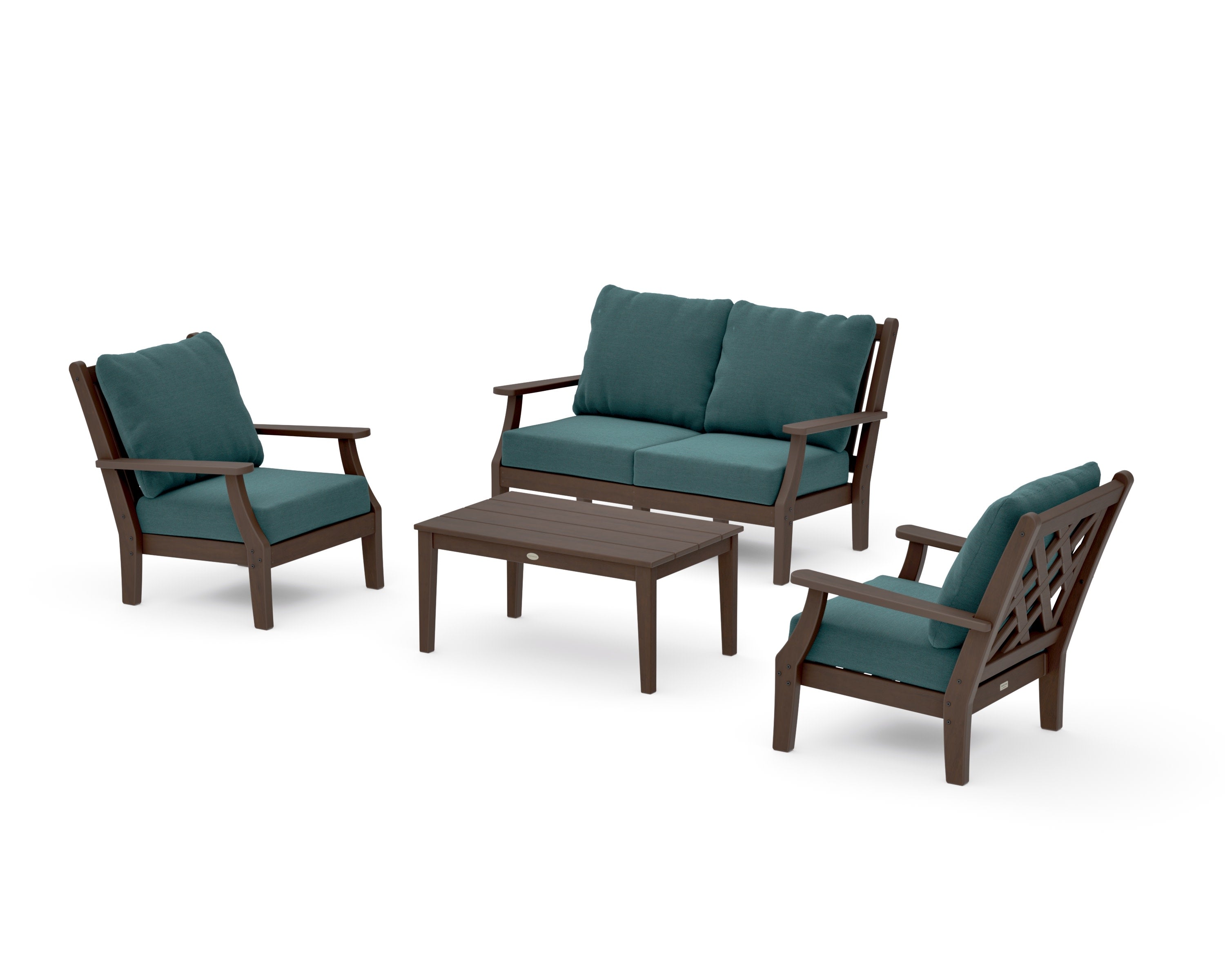 Wovendale 4-Piece Deep Seating Set with Loveseat in Kona / Ocean Teal