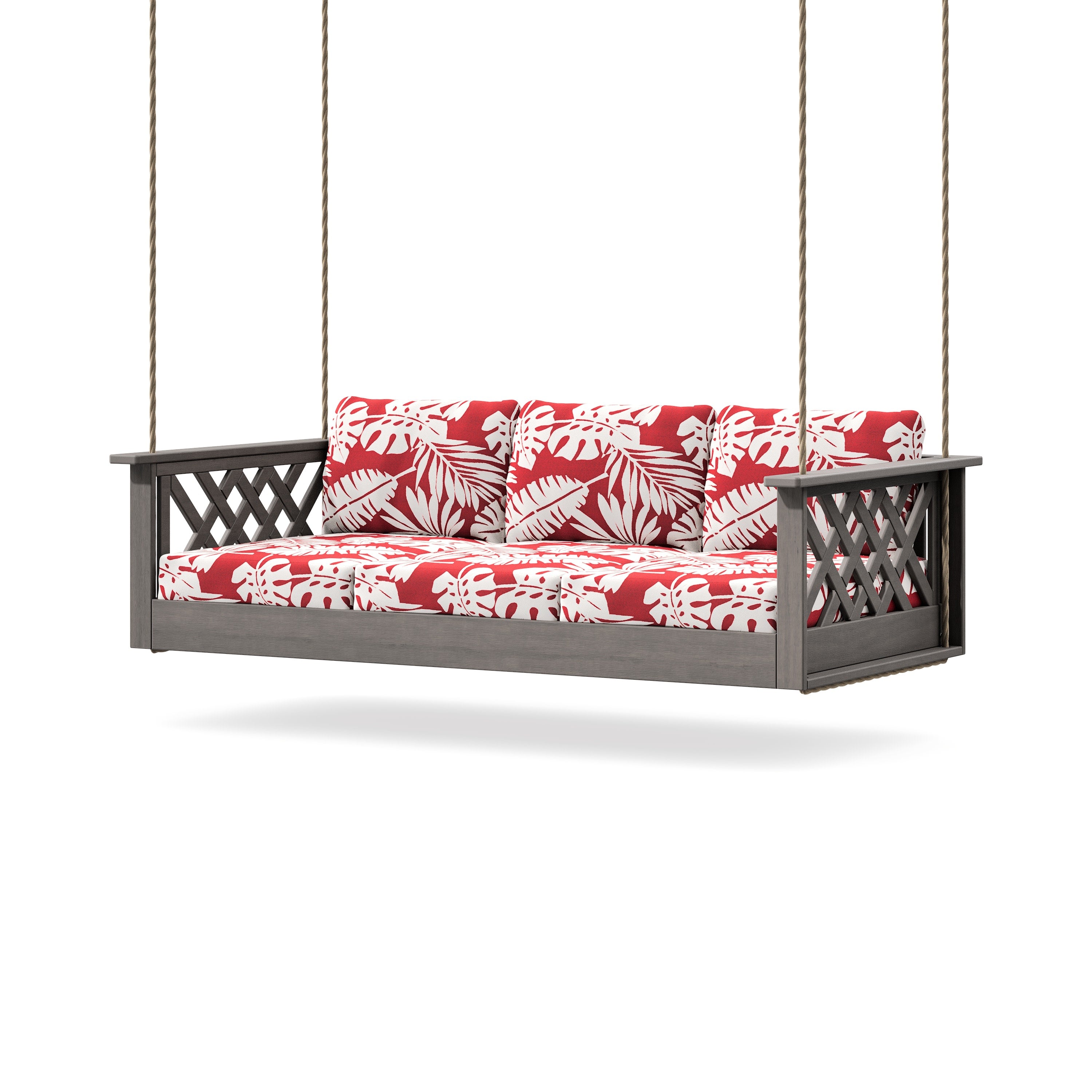 Wovendale Daybed Swing in Driftwood / Leaf Crimson