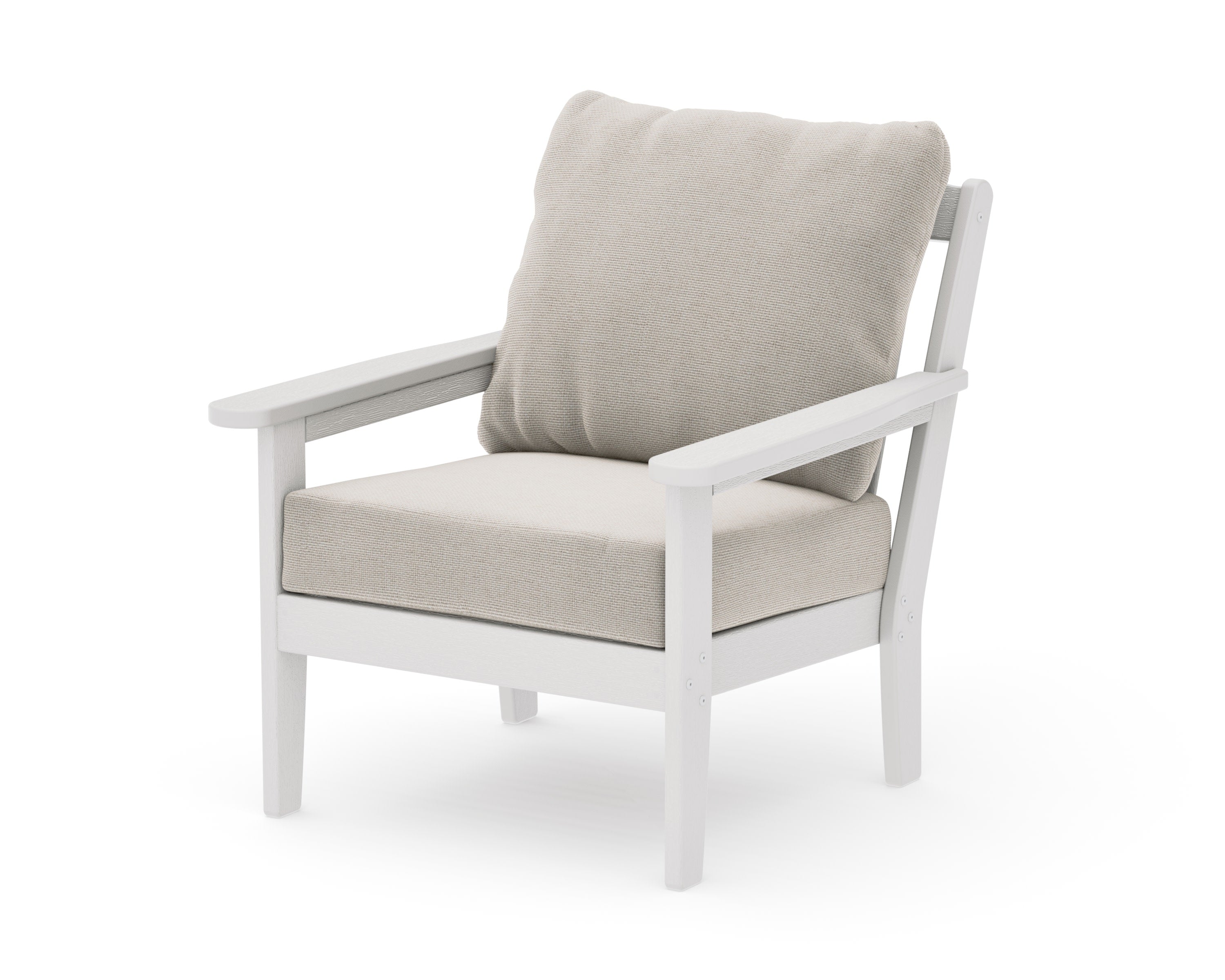 Cottage Deep Seating Chair in Vintage White / Dune Burlap