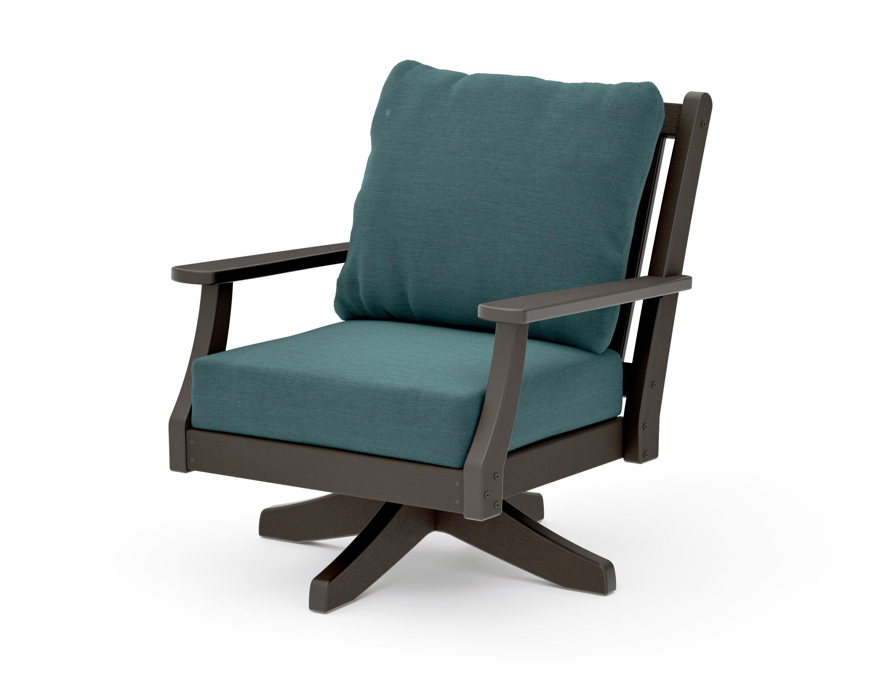Wovendale Deep Seating Swivel Chair in Vintage Coffee / Ocean Teal