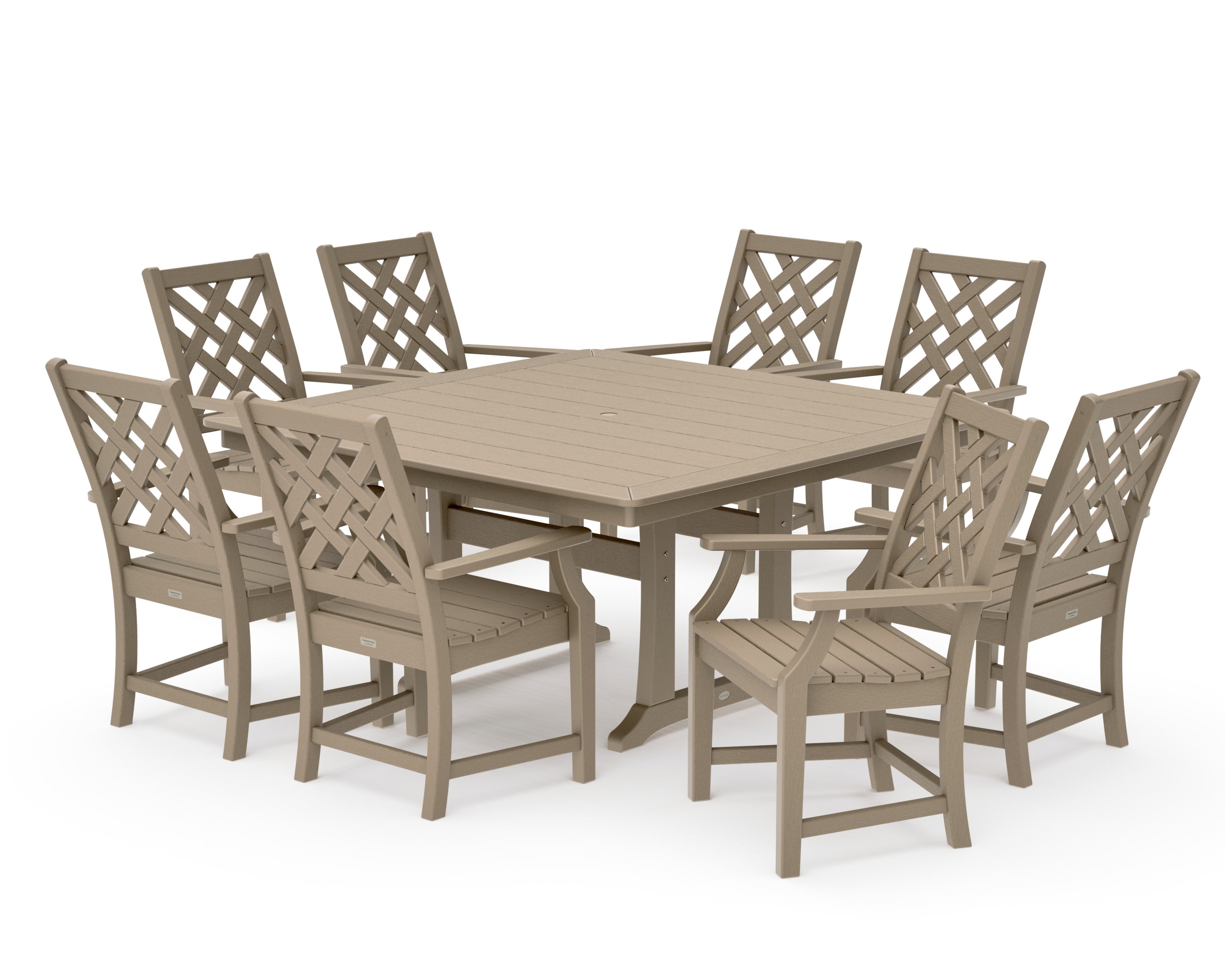 Wovendale 9-Piece Square Dining Set with Trestle Legs in Vintage Sahara