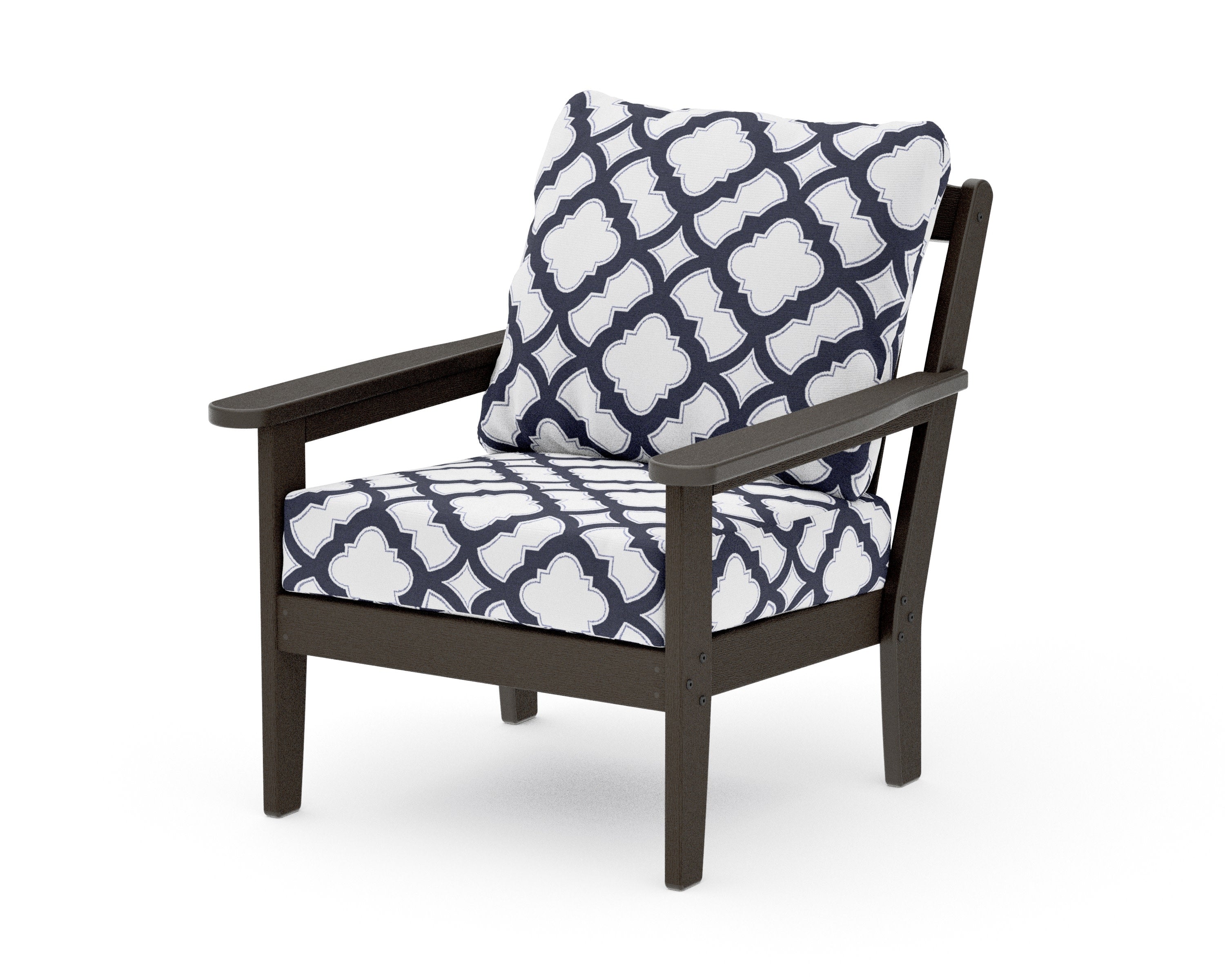 Cottage Deep Seating Chair in Vintage Coffee / Trellis Navy