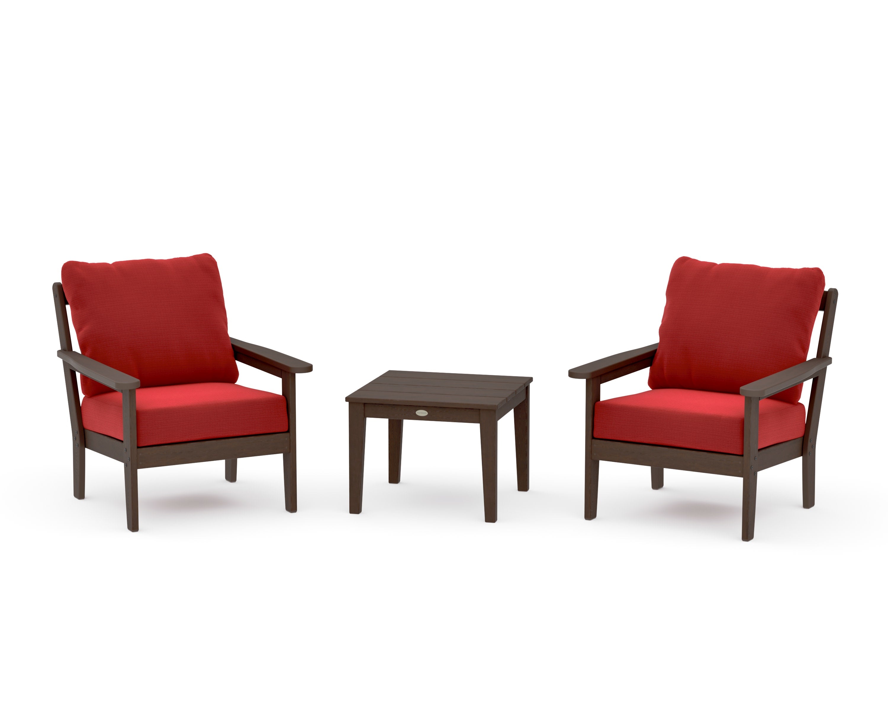 Cottage 3-Piece Deep Seating Set in Kona / Crimson Linen