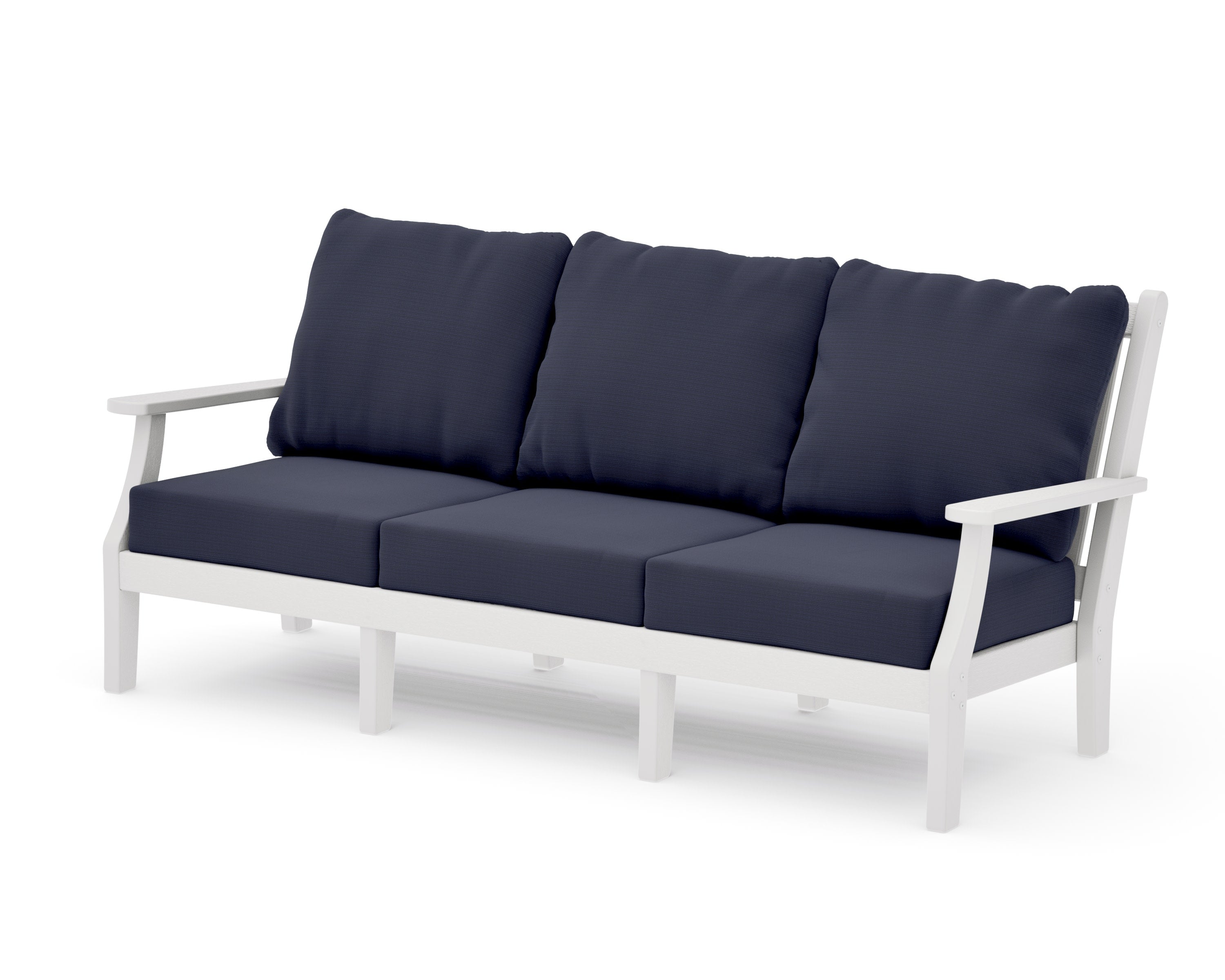 Wovendale Deep Seating Sofa in Vintage White / Navy Linen