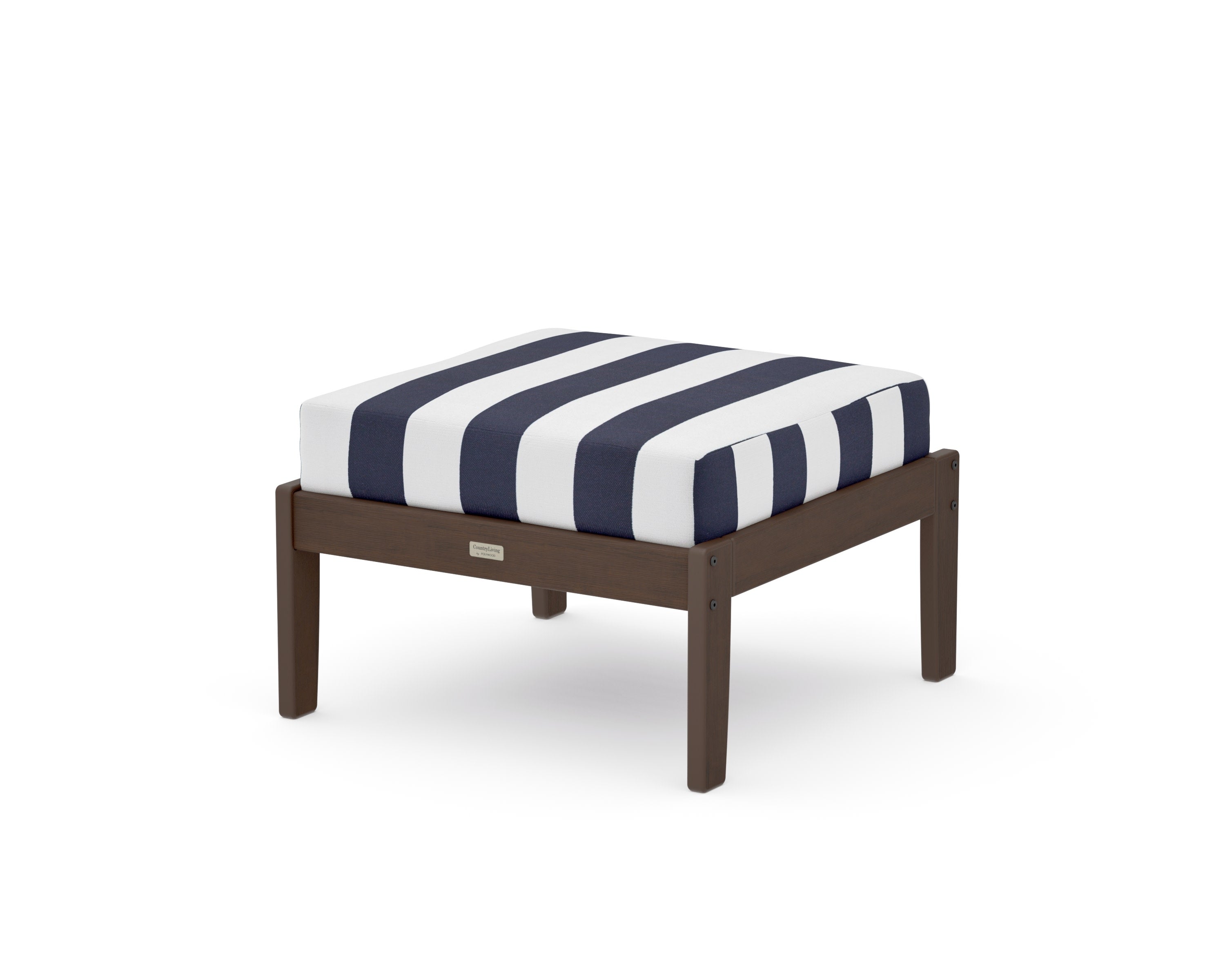 Cottage Deep Seating Ottoman in Kona / Cabana Stripe Navy