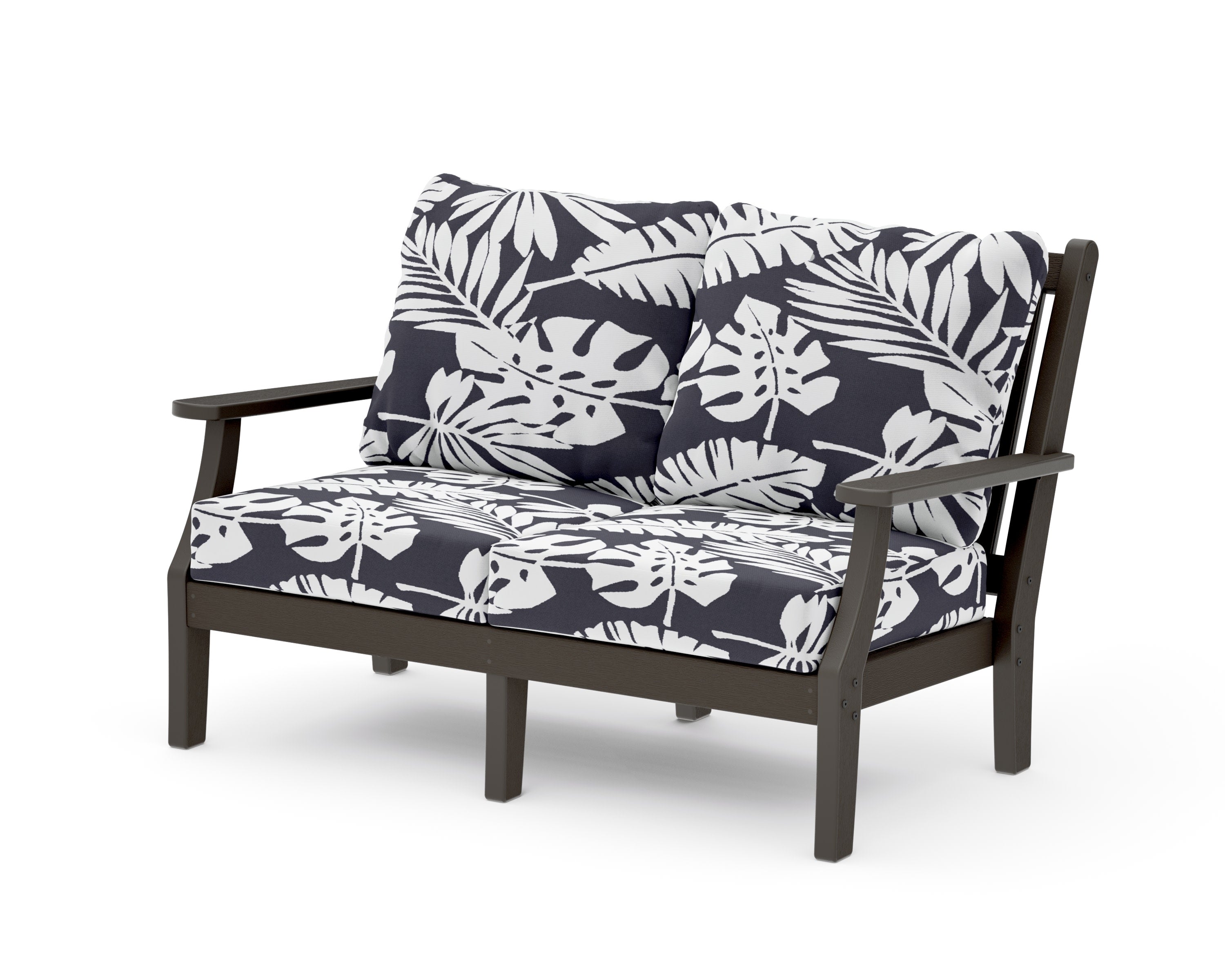 Wovendale Deep Seating Loveseat in Vintage Coffee / Leaf Navy