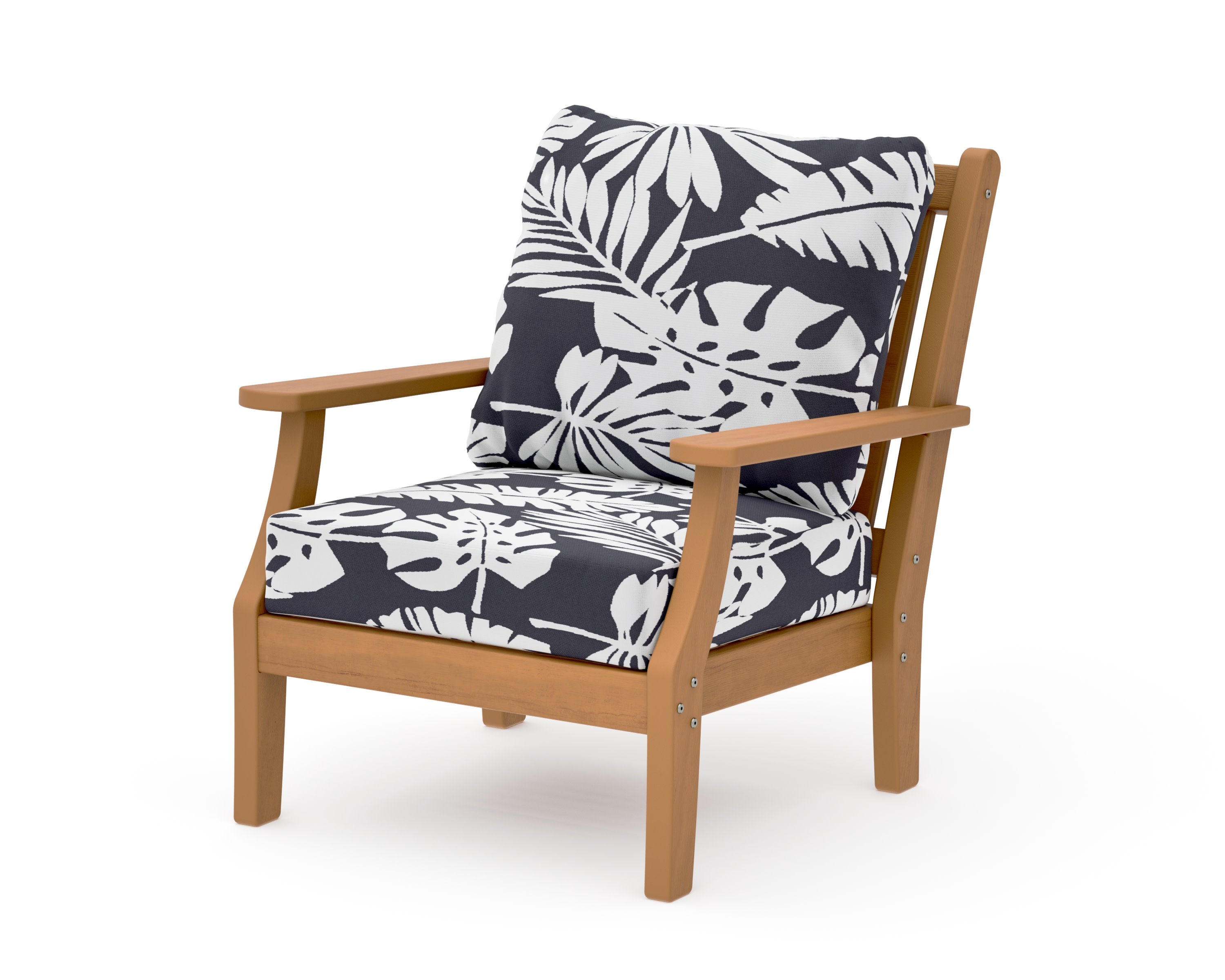 Wovendale Deep Seating Chair in Natural / Leaf Navy