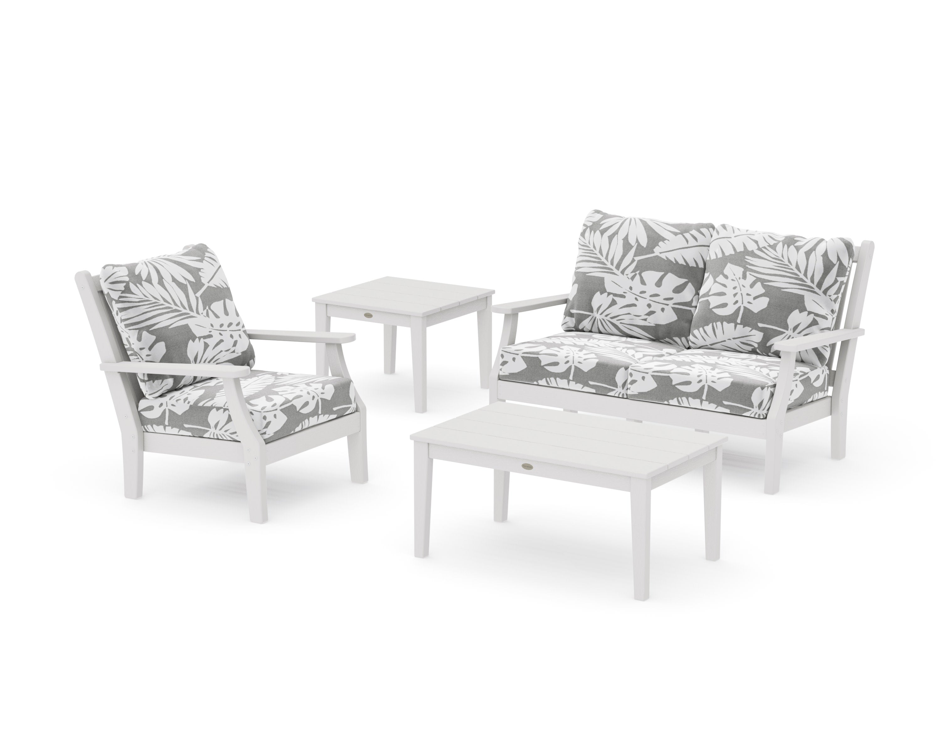 Wovendale 4-Piece Deep Seating Set in Vintage White / Leaf Grey Mist