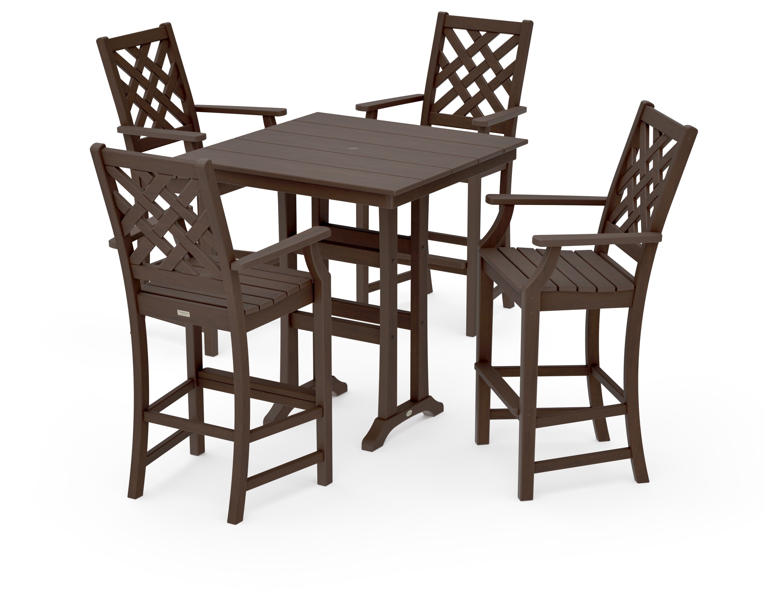 Wovendale 5-Piece Farmhouse Bar Set with Trestle Legs in Kona