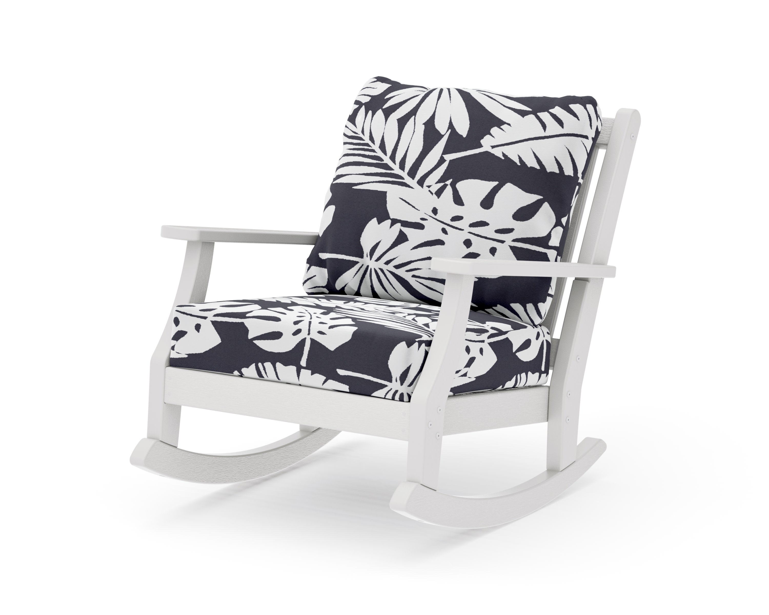 Wovendale Deep Seating Rocking Chair in Vintage White / Leaf Navy