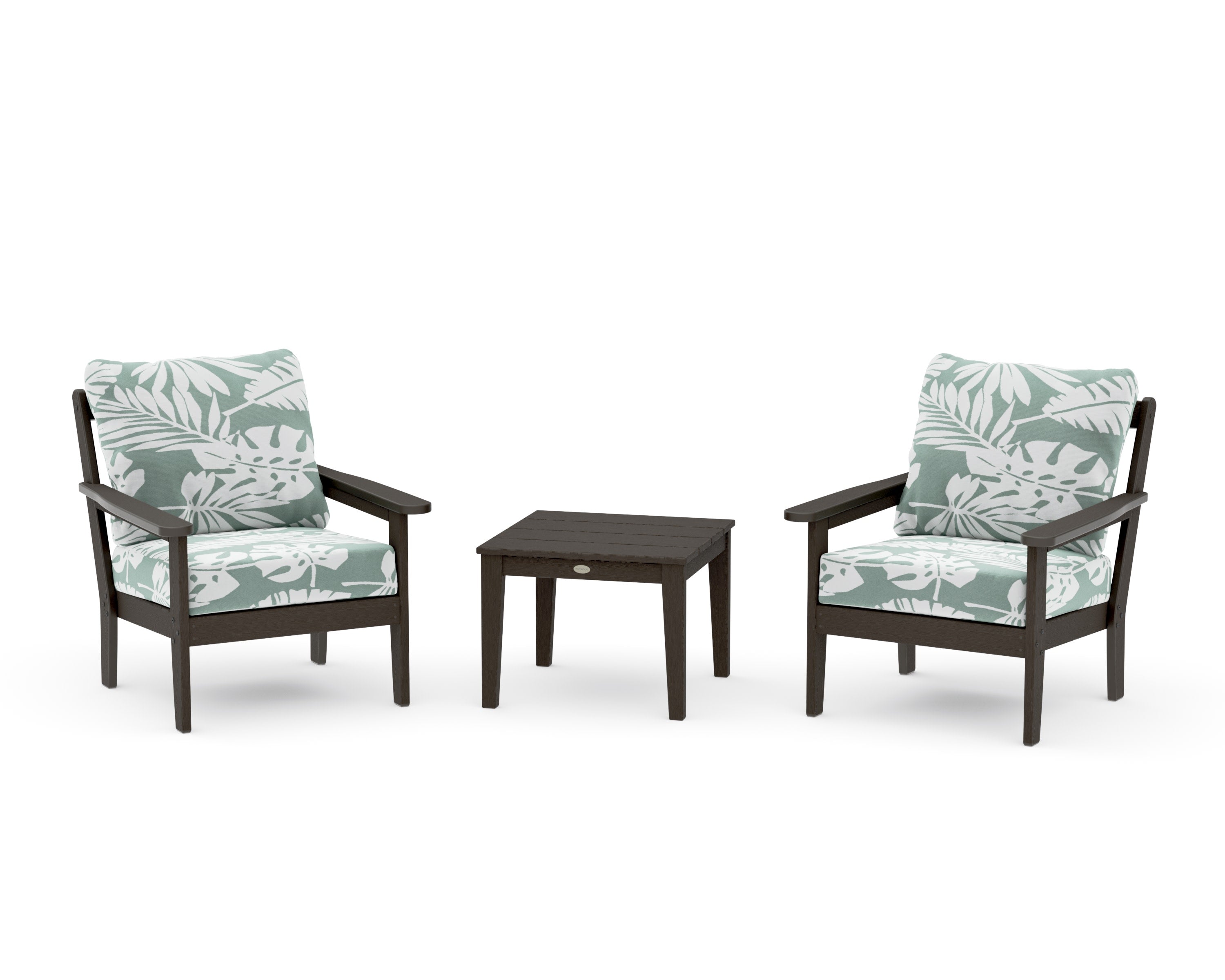 Cottage 3-Piece Deep Seating Set in Vintage Coffee / Leaf Glacier Spa