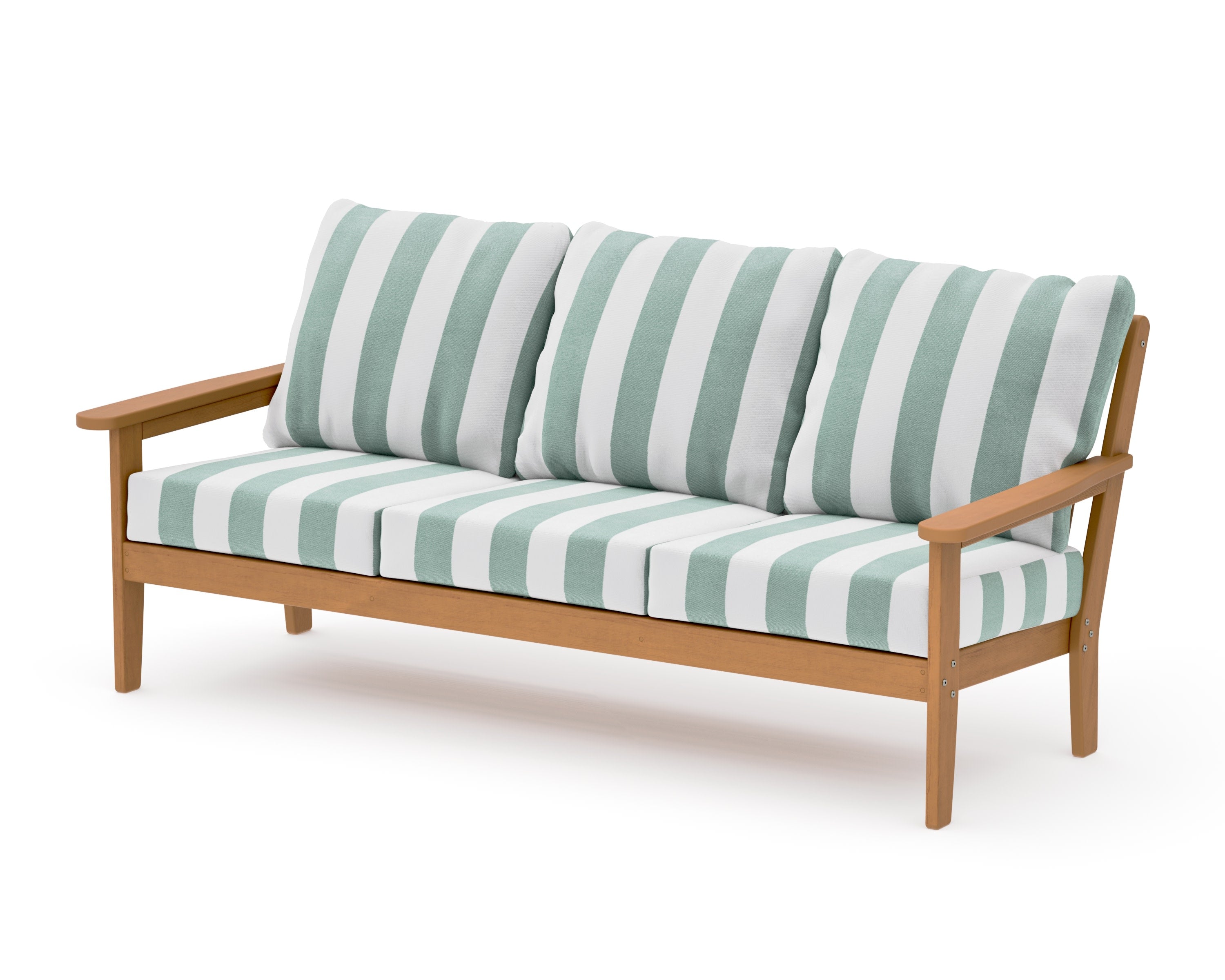 Cottage Deep Seating Sofa in Natural / Cabana Stripe Glacier Spa