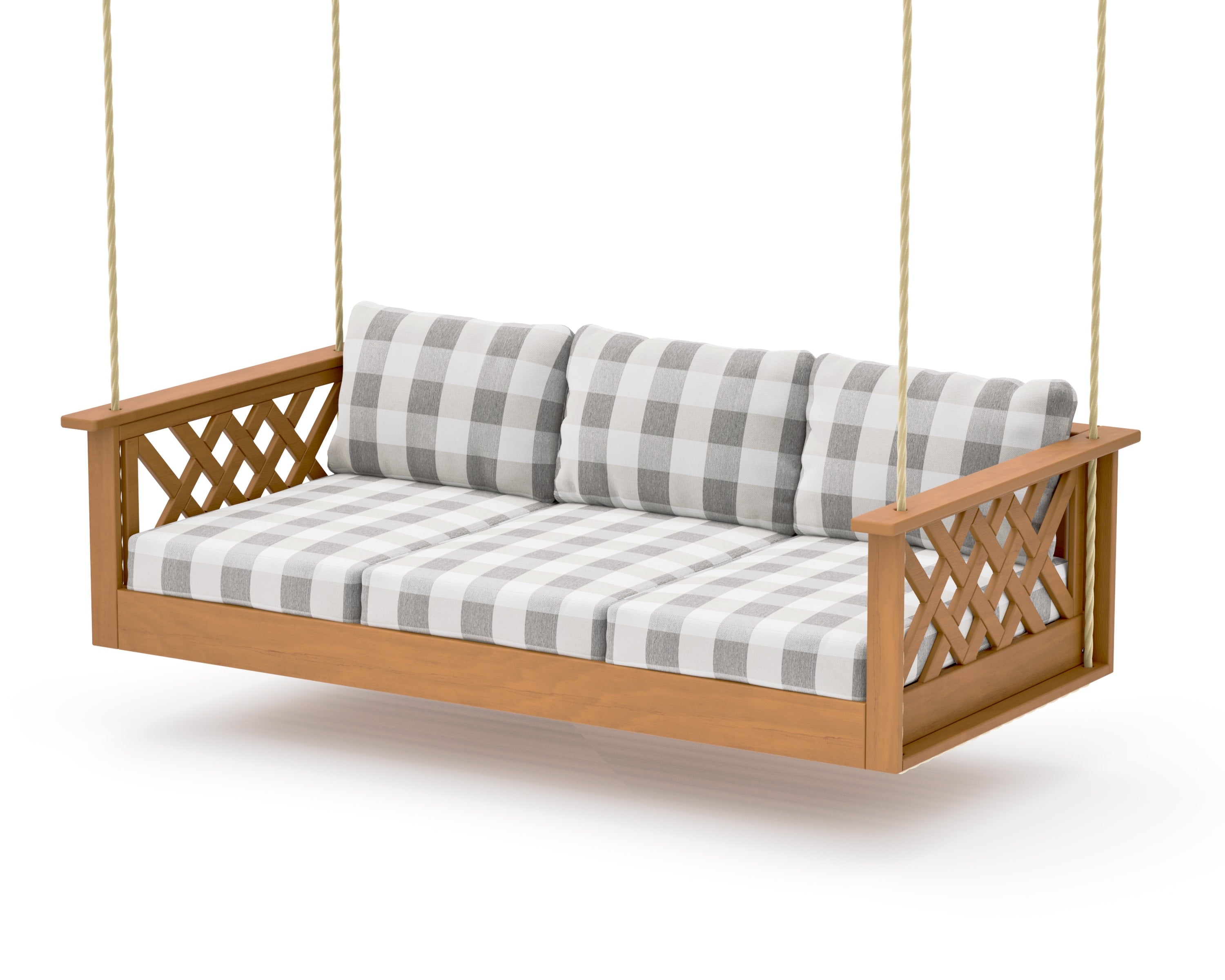 Wovendale Daybed Swing in Natural / Buffalo Plaid Grey Mist