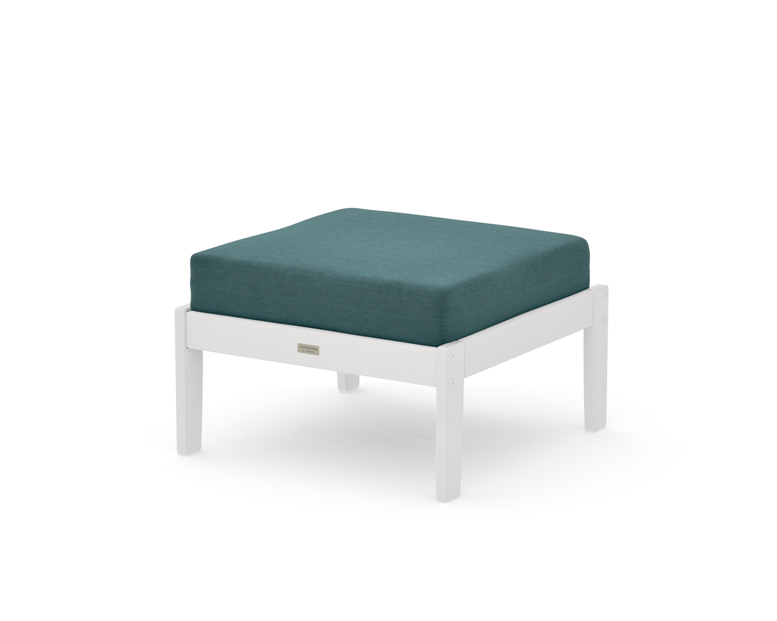 Cottage Deep Seating Ottoman in Vintage White / Ocean Teal