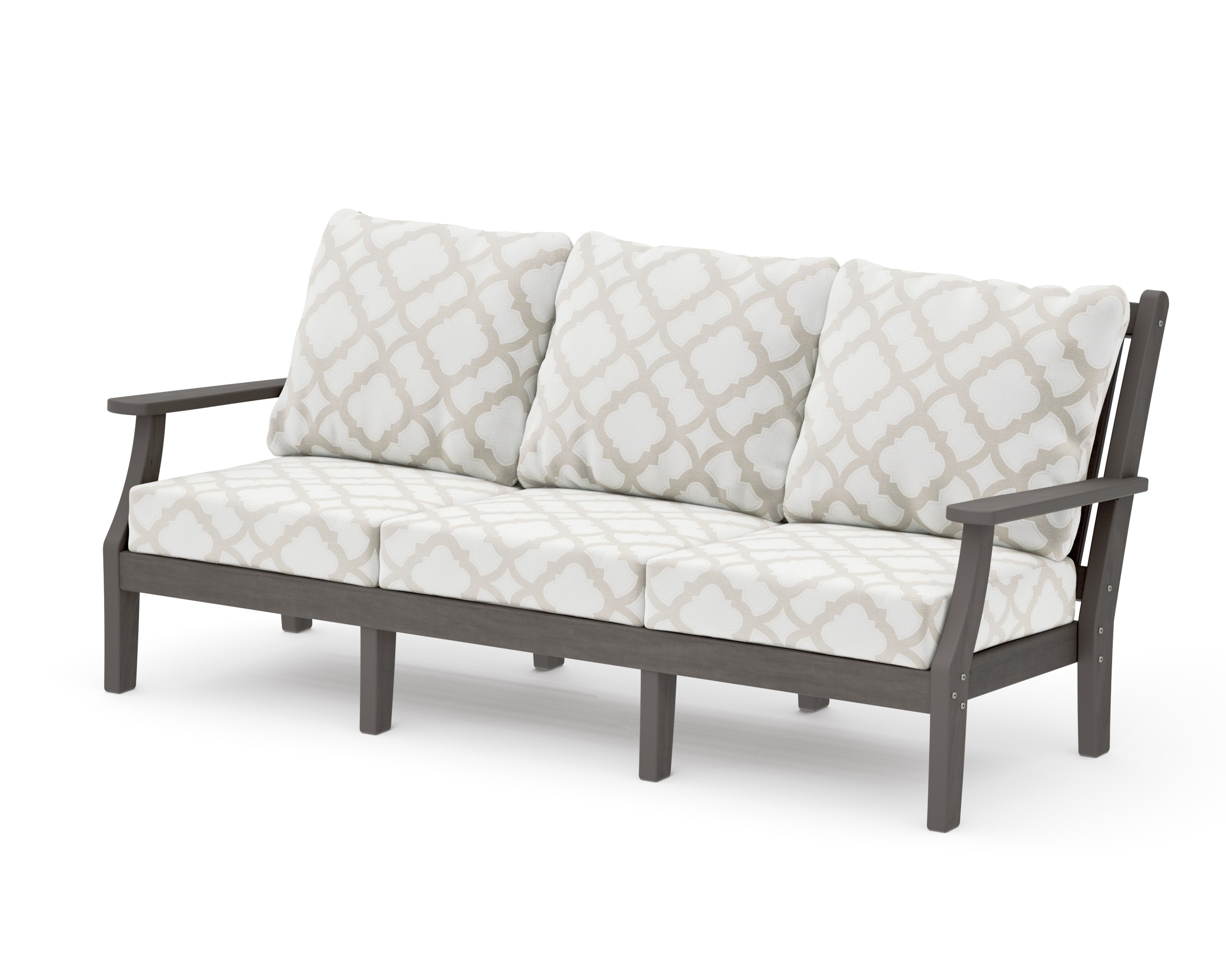 Wovendale Deep Seating Sofa in Driftwood / Trellis Dune Burlap