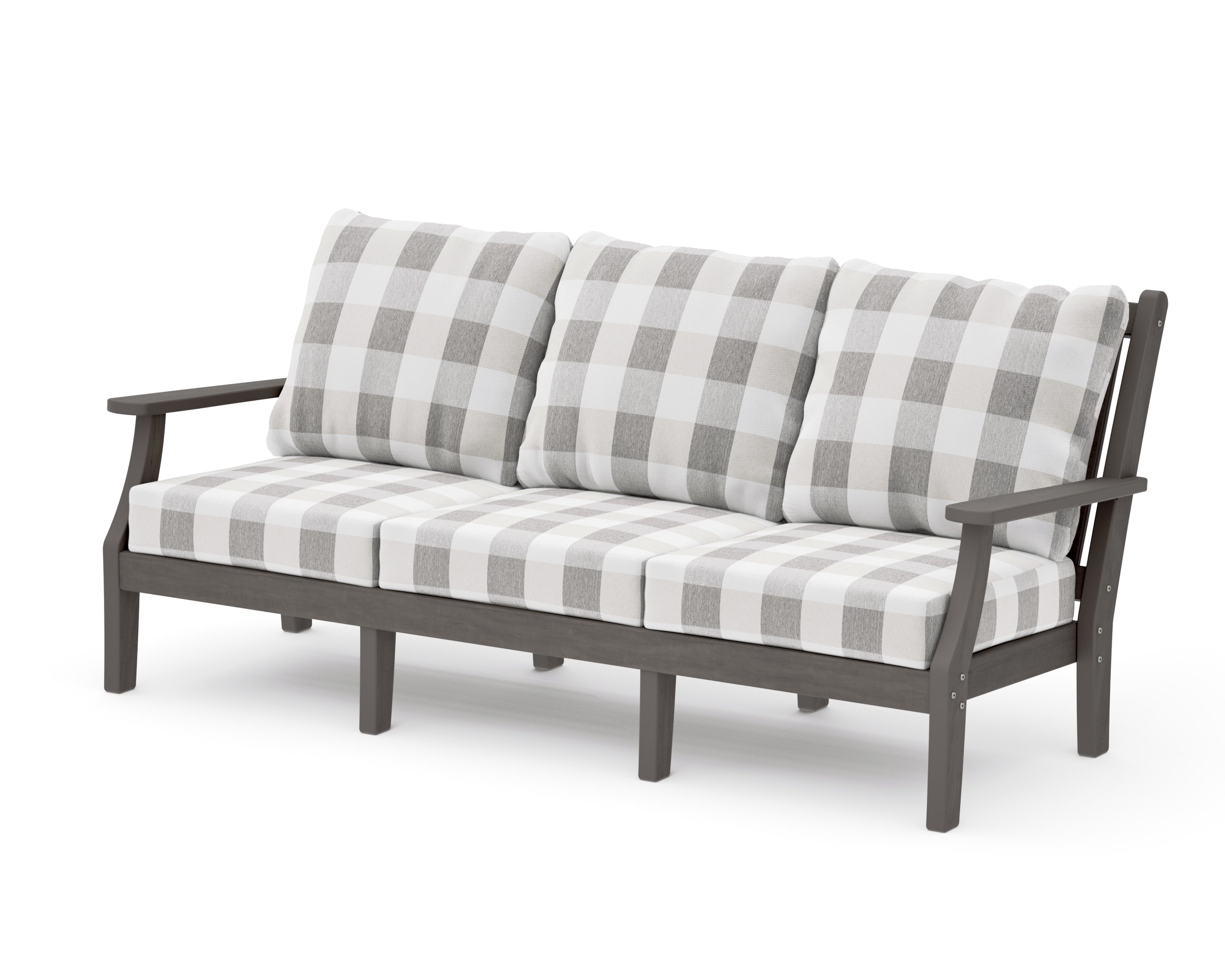 Wovendale Deep Seating Sofa in Driftwood / Buffalo Plaid Grey Mist