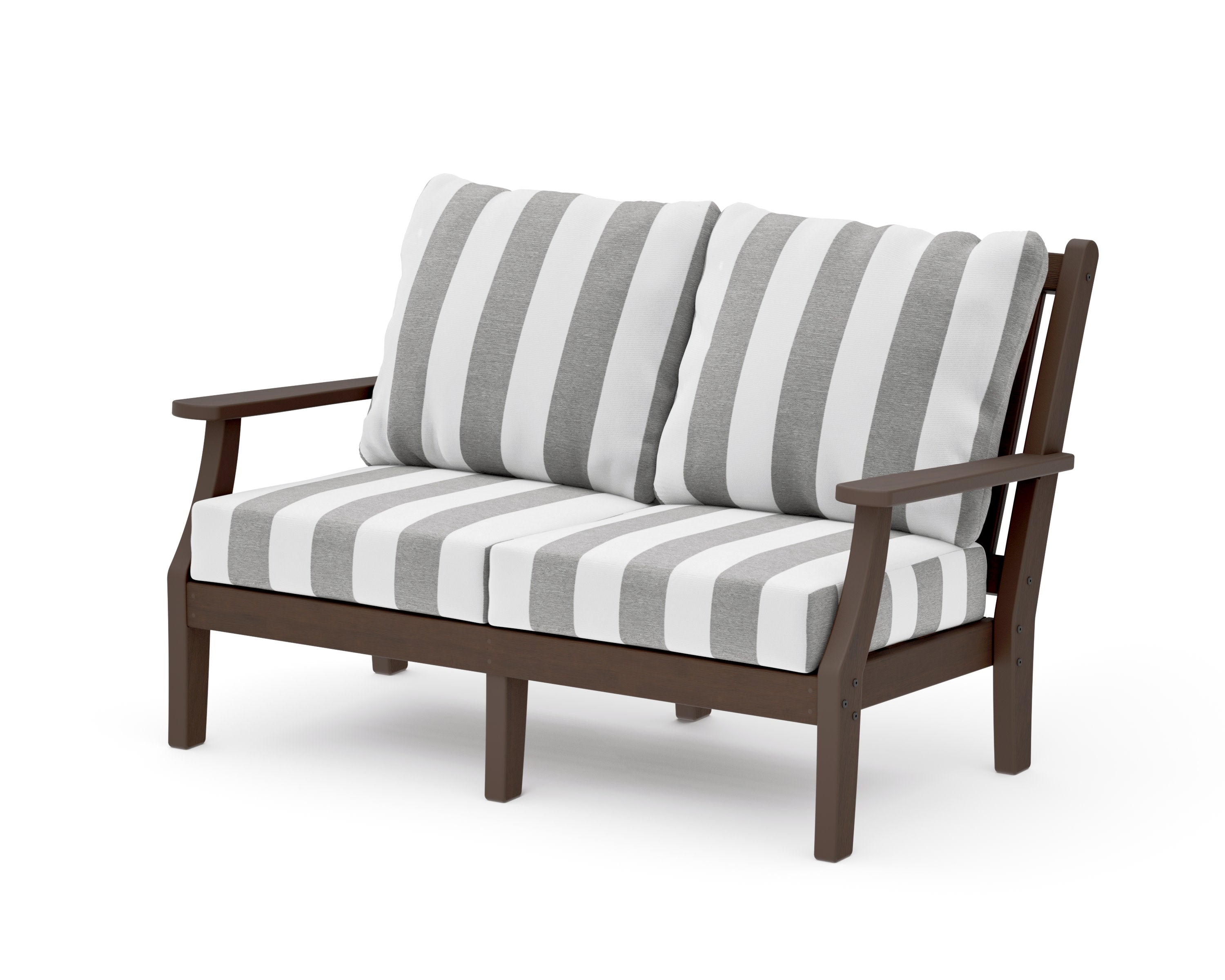 Wovendale Deep Seating Loveseat in Kona / Cabana Stripe Grey Mist
