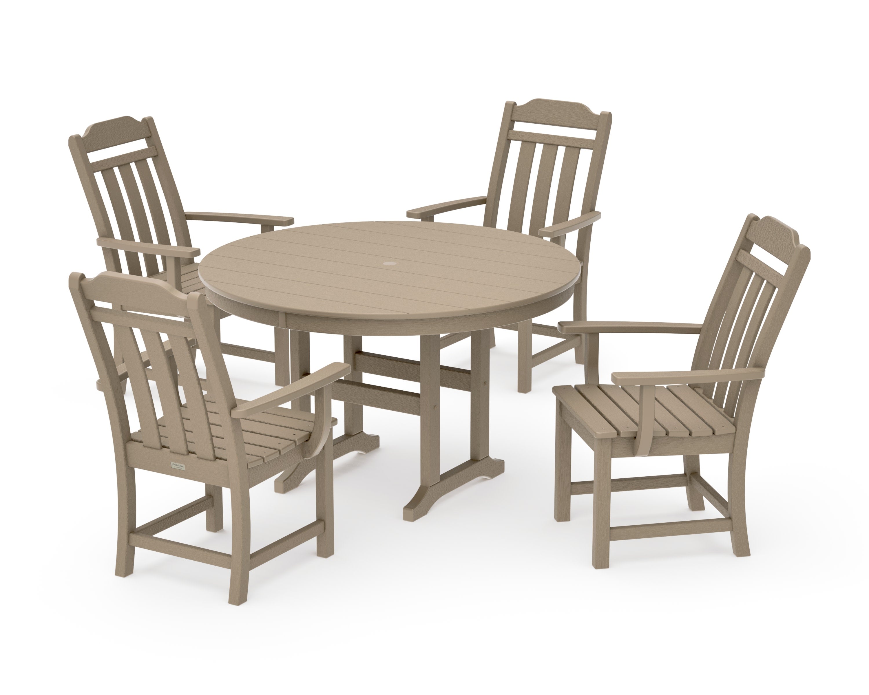 Cottage 5-Piece Round Farmhouse Dining Set in Vintage Sahara