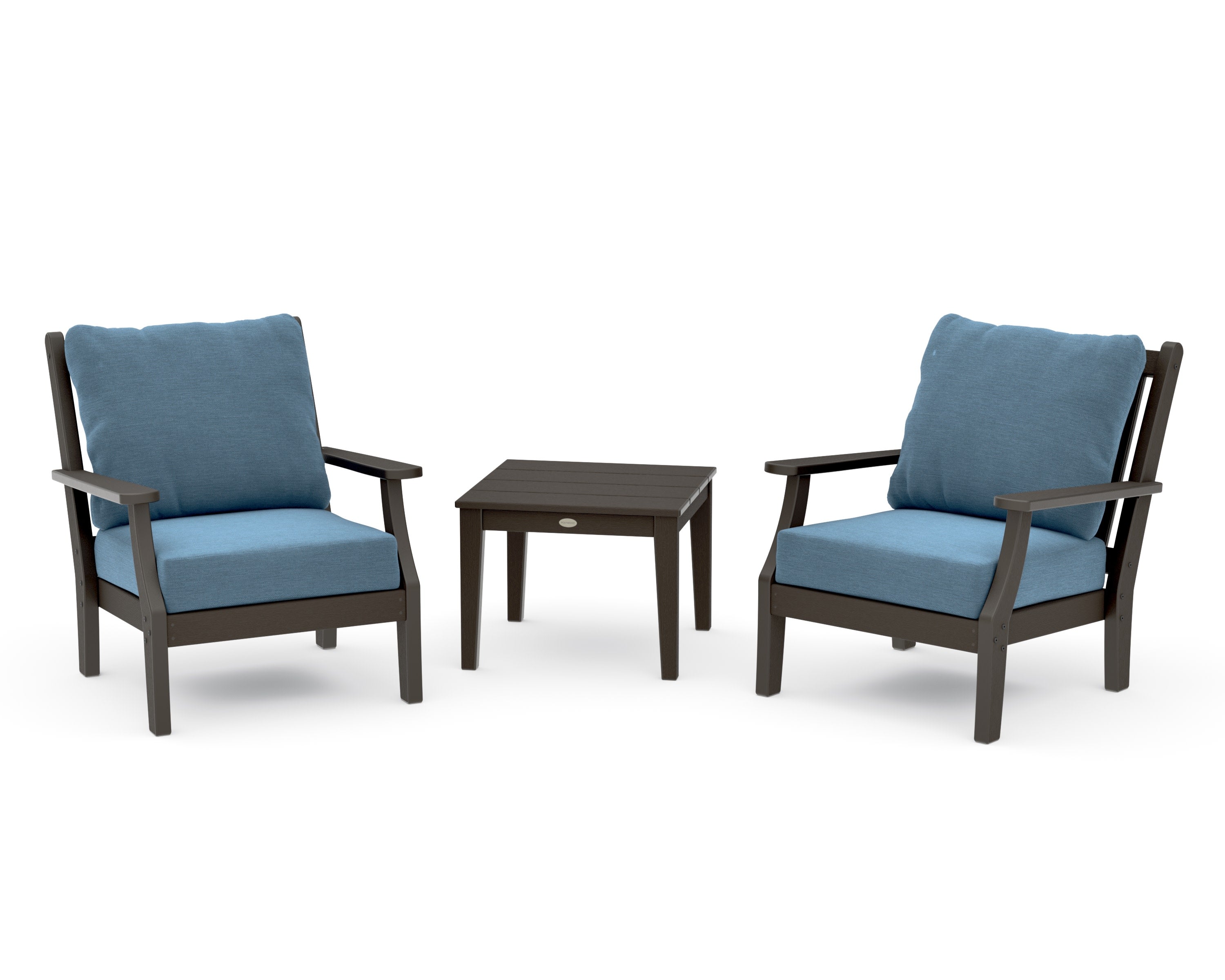 Wovendale 3-Piece Deep Seating Set in Vintage Coffee / Sky Blue