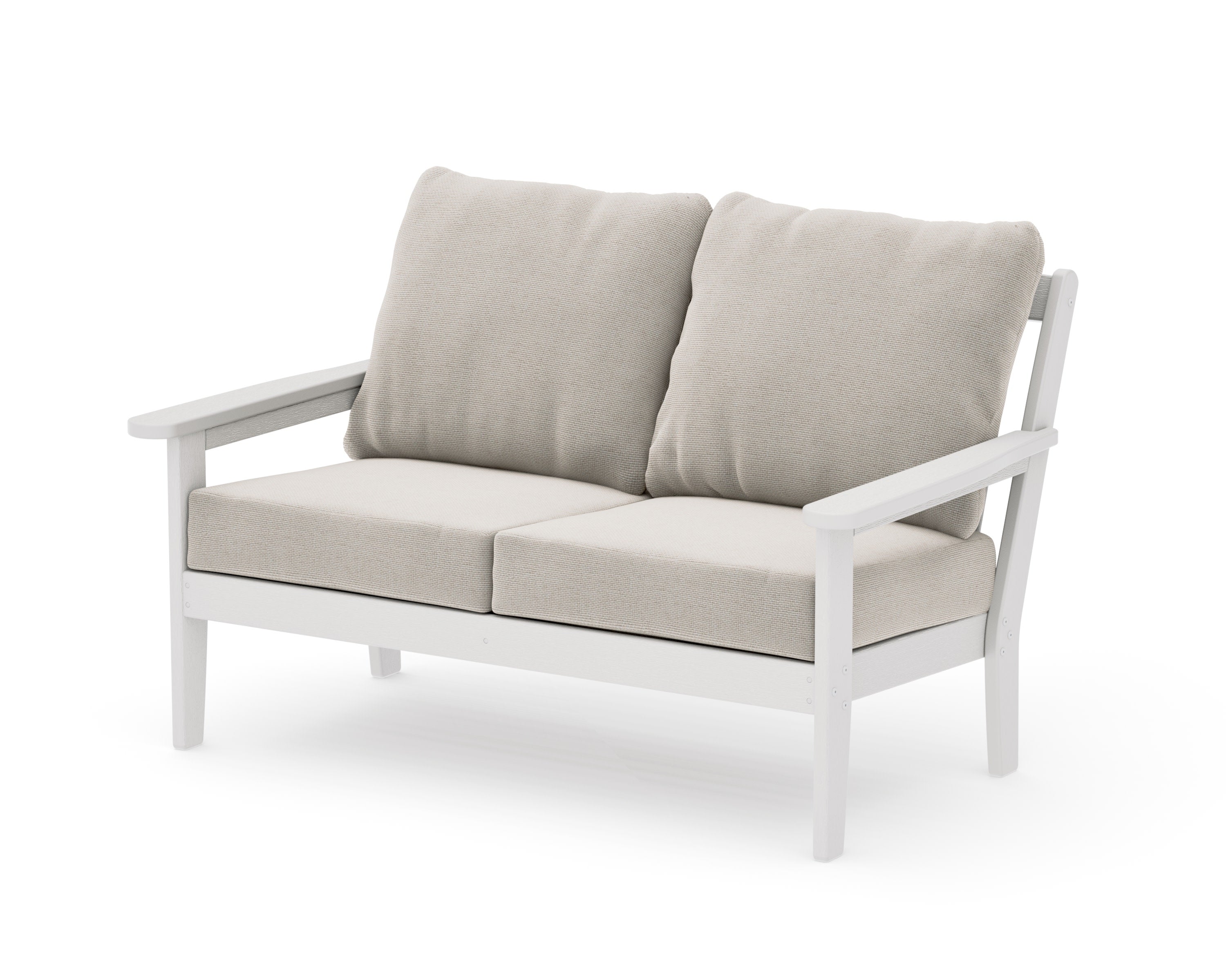 Cottage Deep Seating Loveseat in Vintage White / Dune Burlap