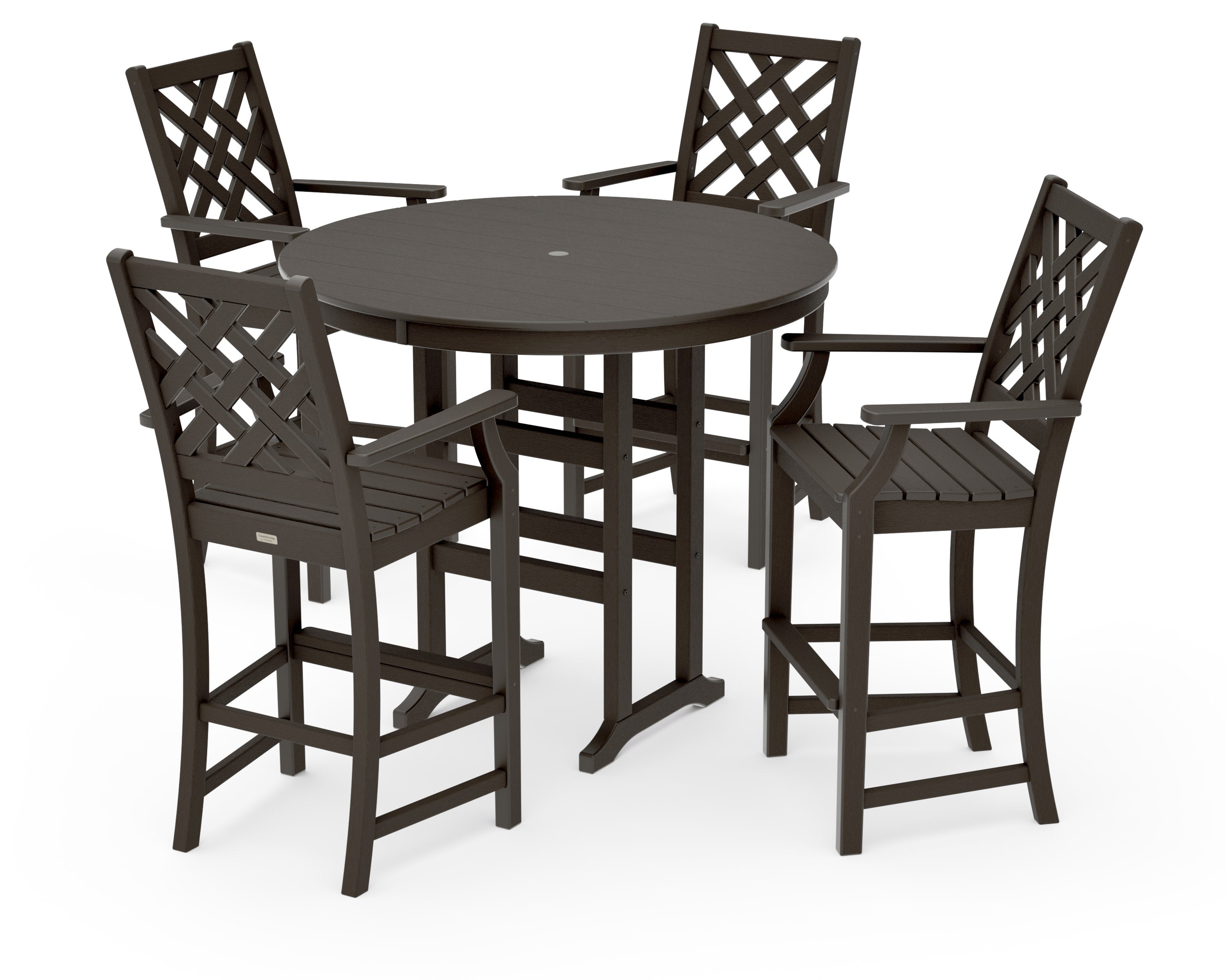 Wovendale 5-Piece Round Farmhouse Bar Set in Vintage Coffee