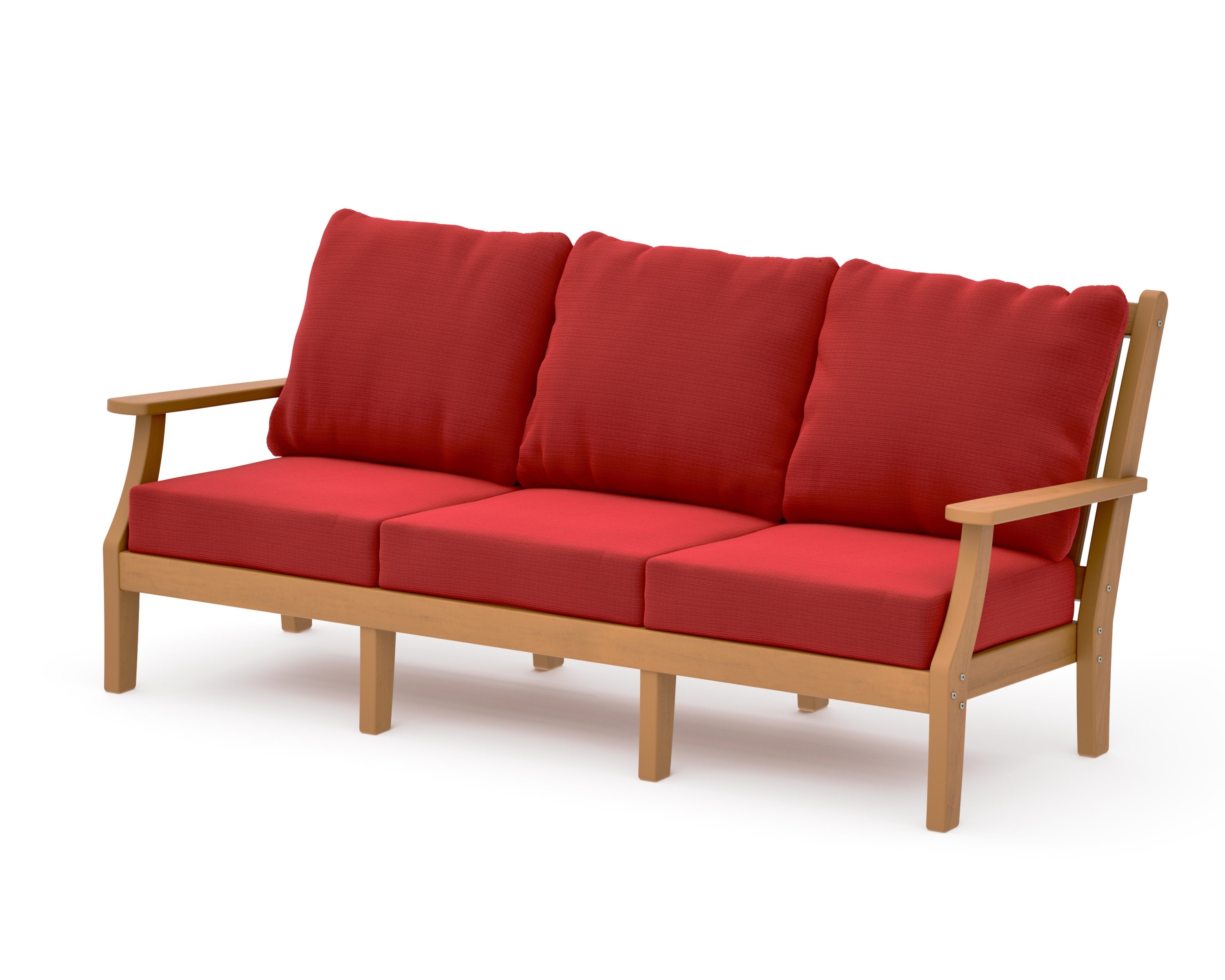 Wovendale Deep Seating Sofa in Natural / Crimson Linen
