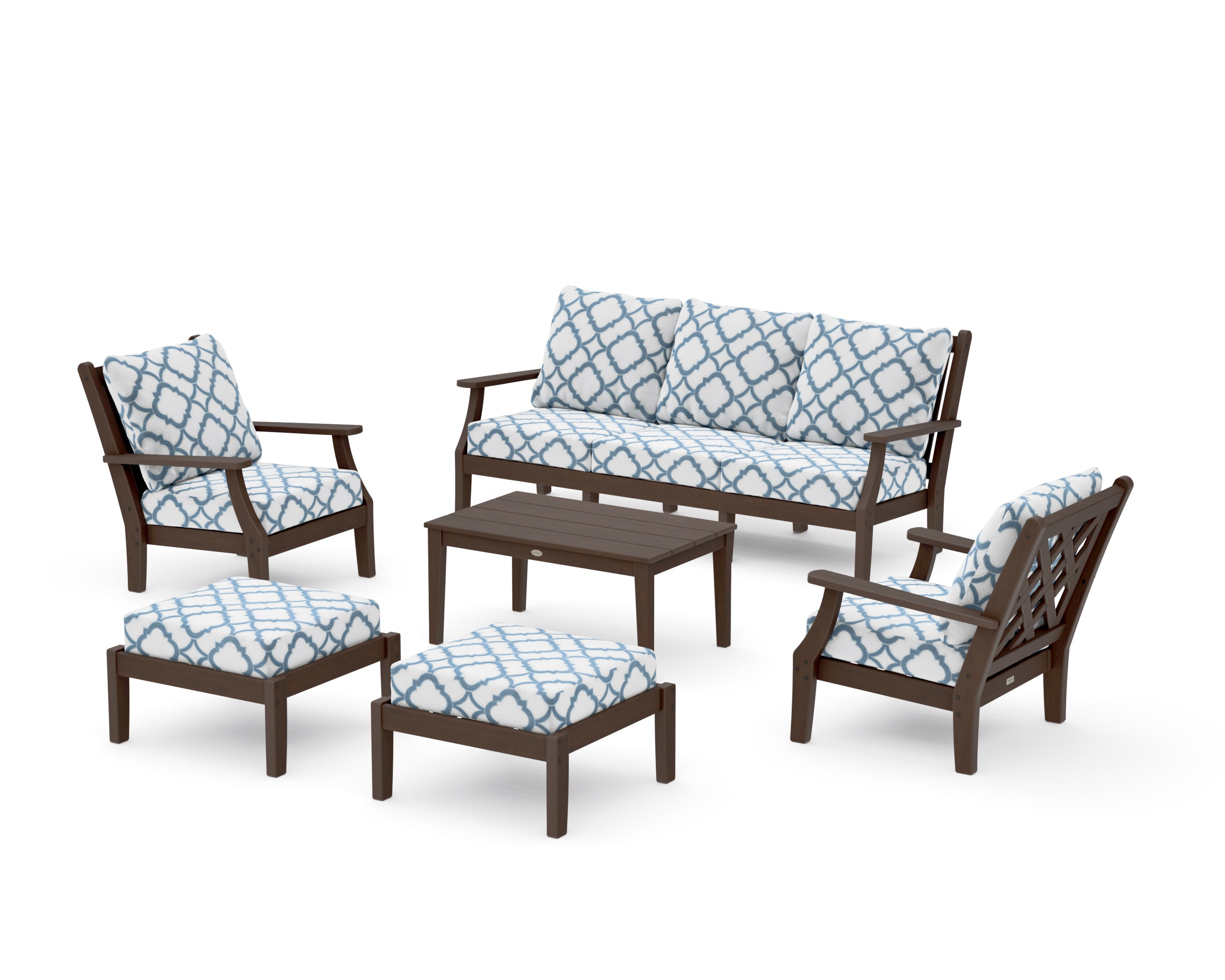Wovendale 6-Piece Lounge Sofa Set in Kona / Trellis Sky Blue