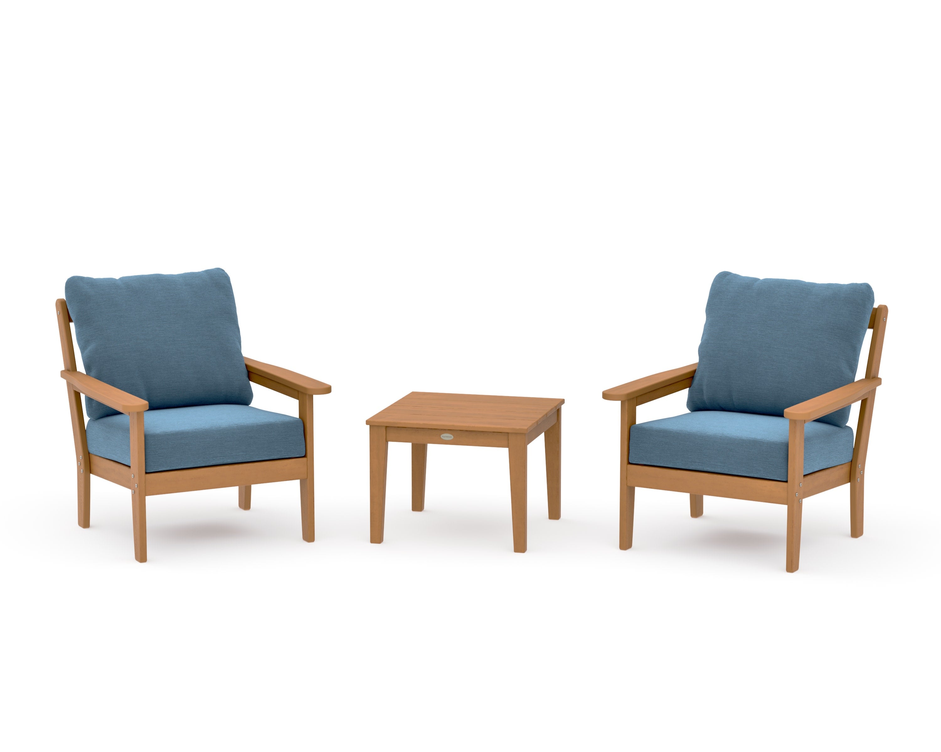 Cottage 3-Piece Deep Seating Set in Natural / Sky Blue