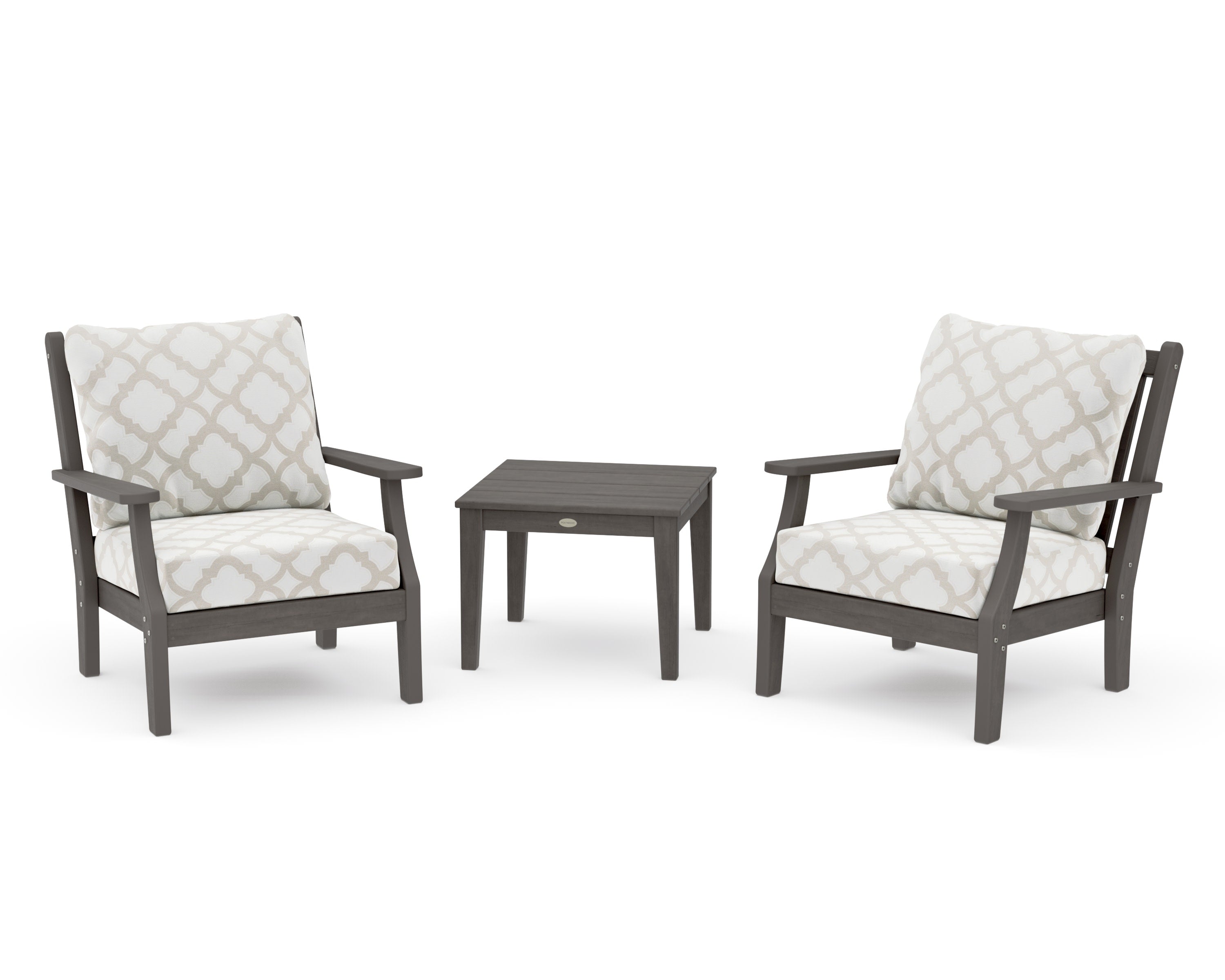 Wovendale 3-Piece Deep Seating Set in Driftwood / Trellis Dune Burlap