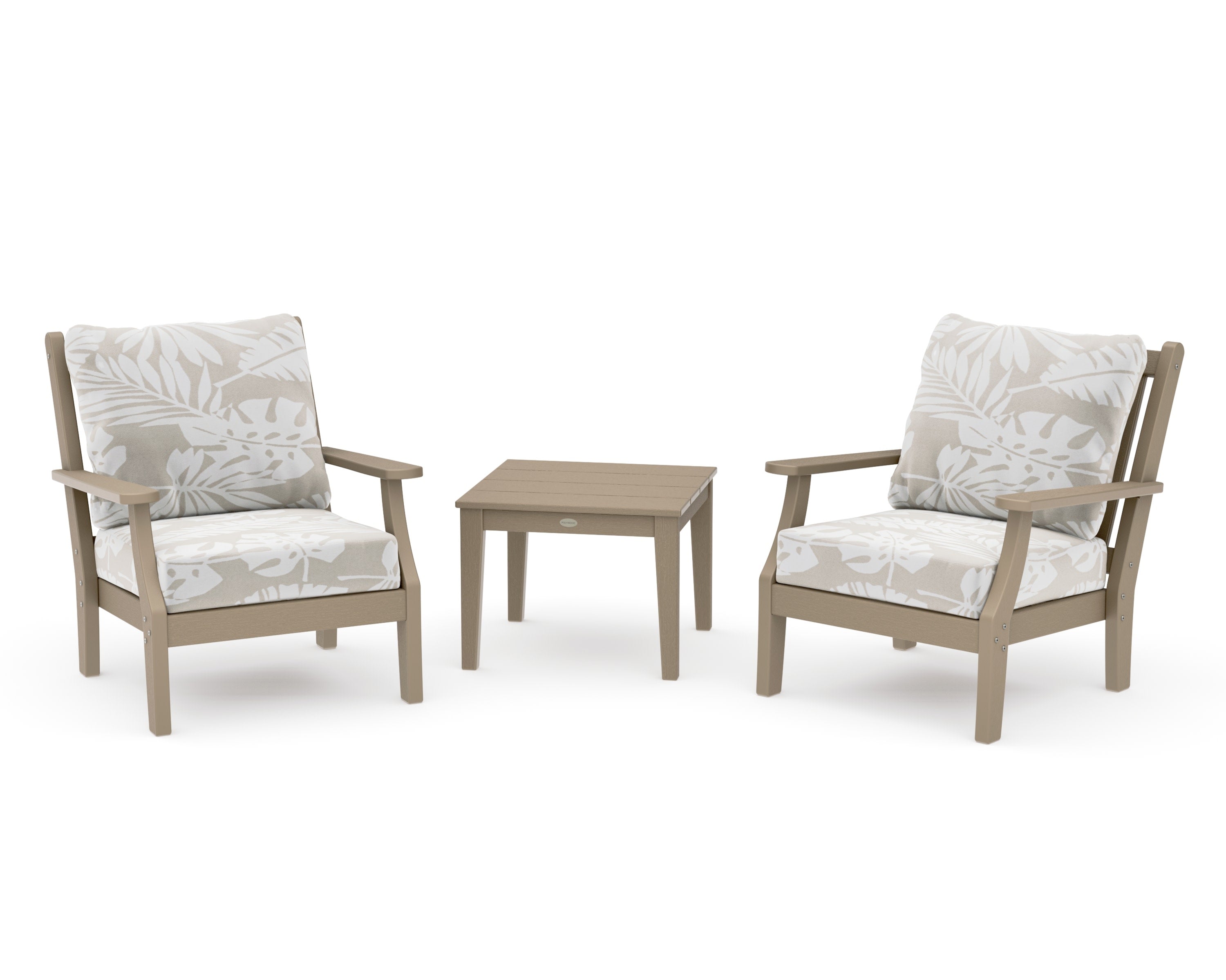 Wovendale 3-Piece Deep Seating Set in Vintage Sahara / Leaf Dune Burlap