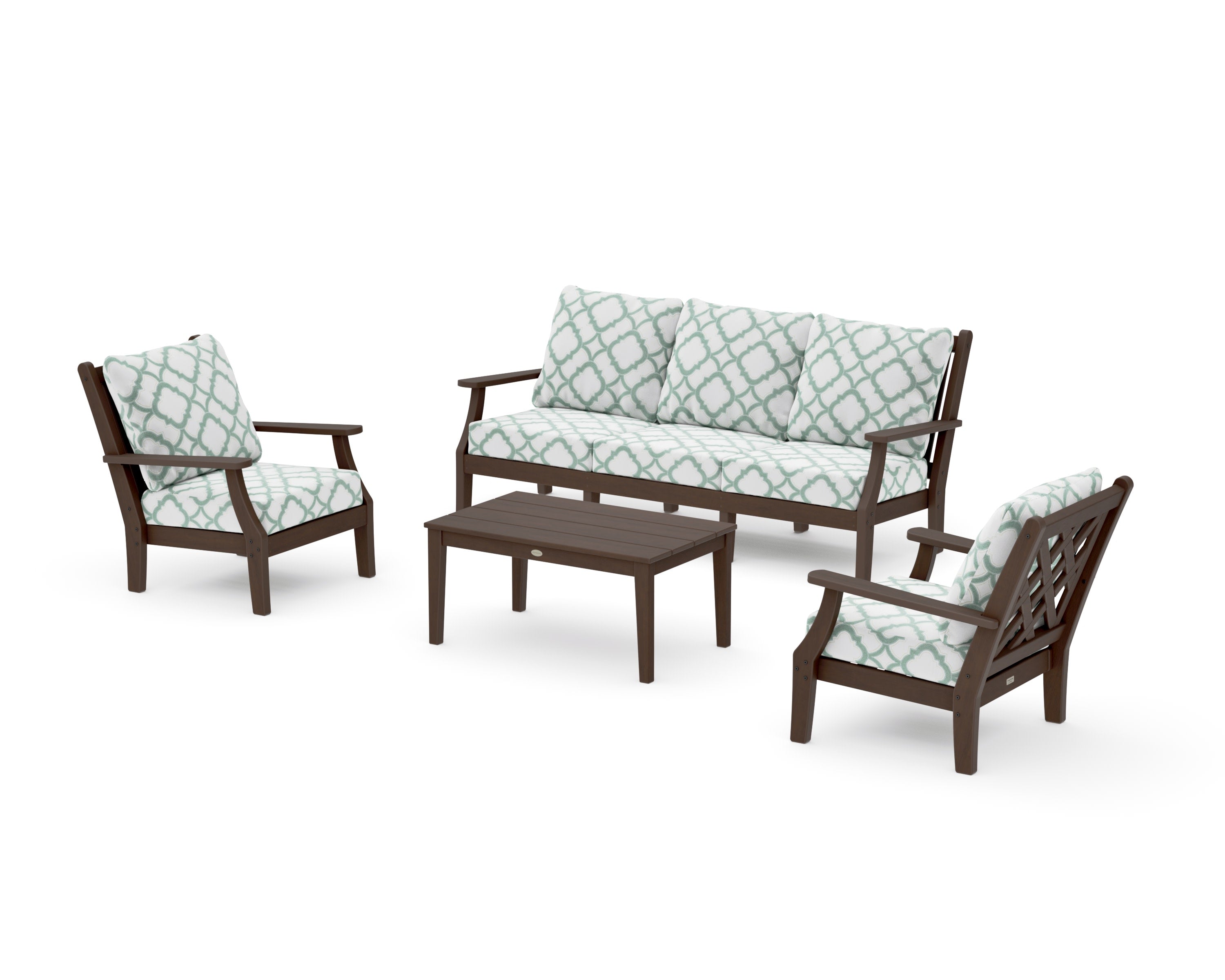 Wovendale 4-Piece Deep Seating Set with Sofa in Kona / Trellis Glacier Spa