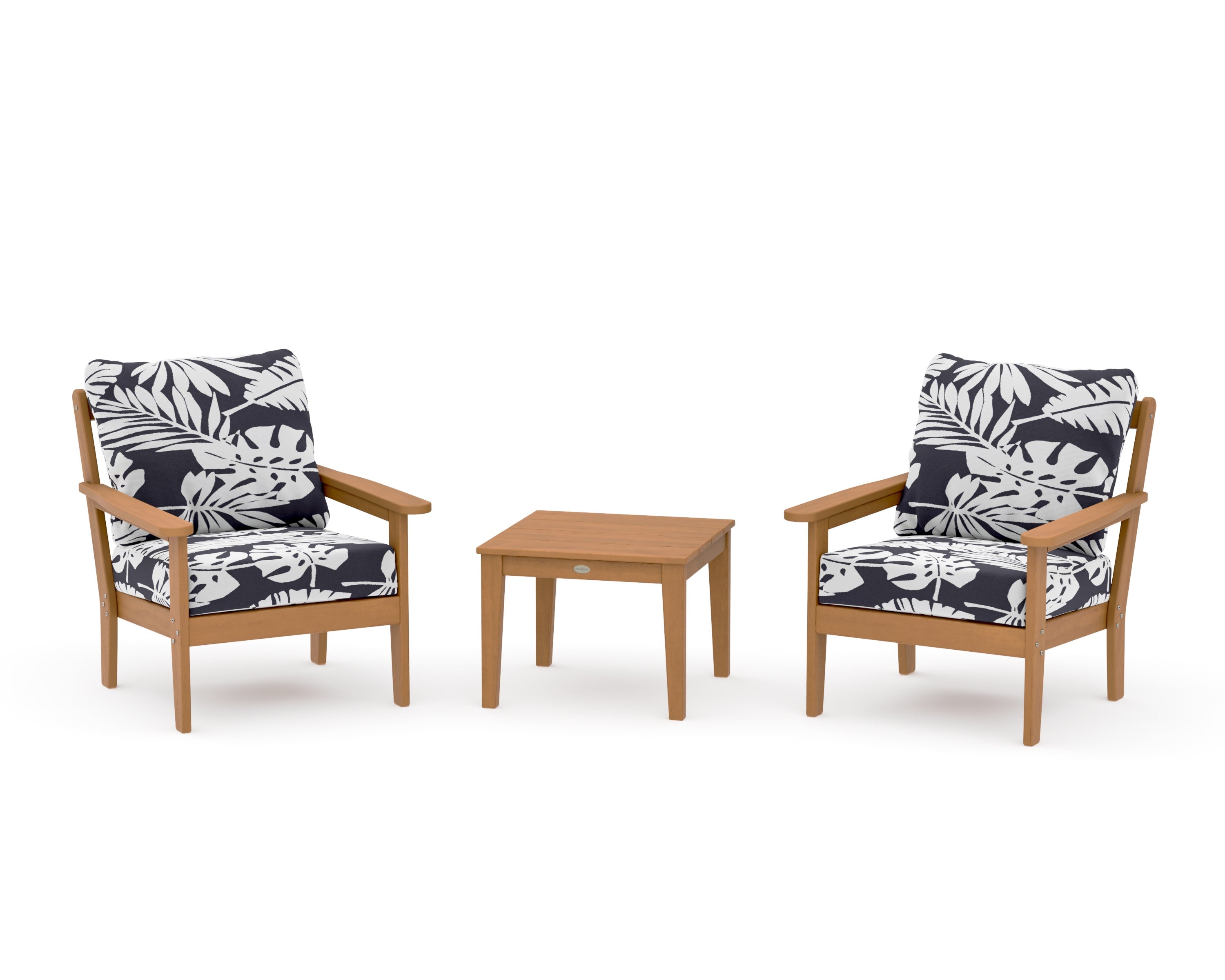 Cottage 3-Piece Deep Seating Set in Natural / Leaf Navy
