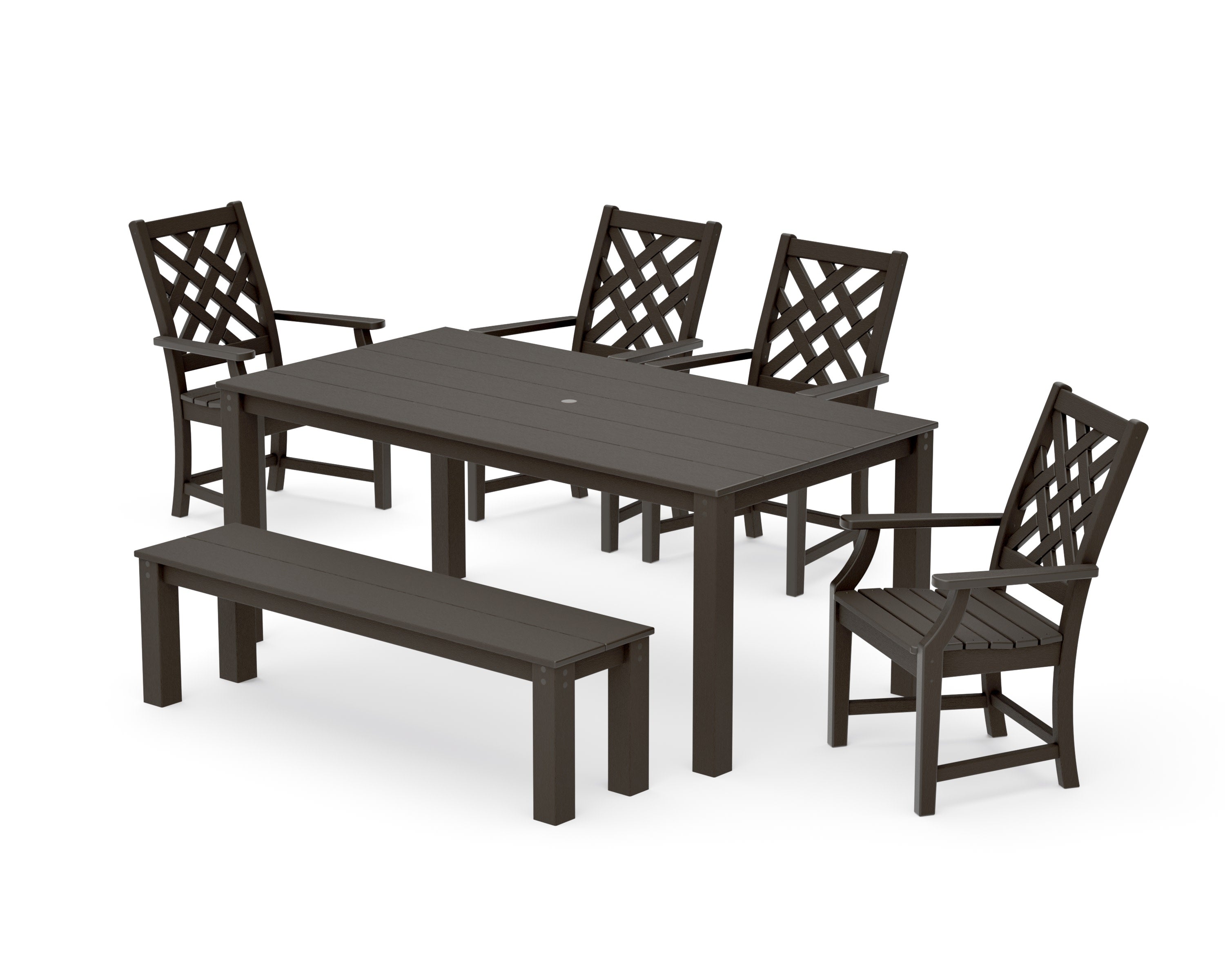 Wovendale 6-Piece Parsons Dining Set with Bench in Vintage Coffee