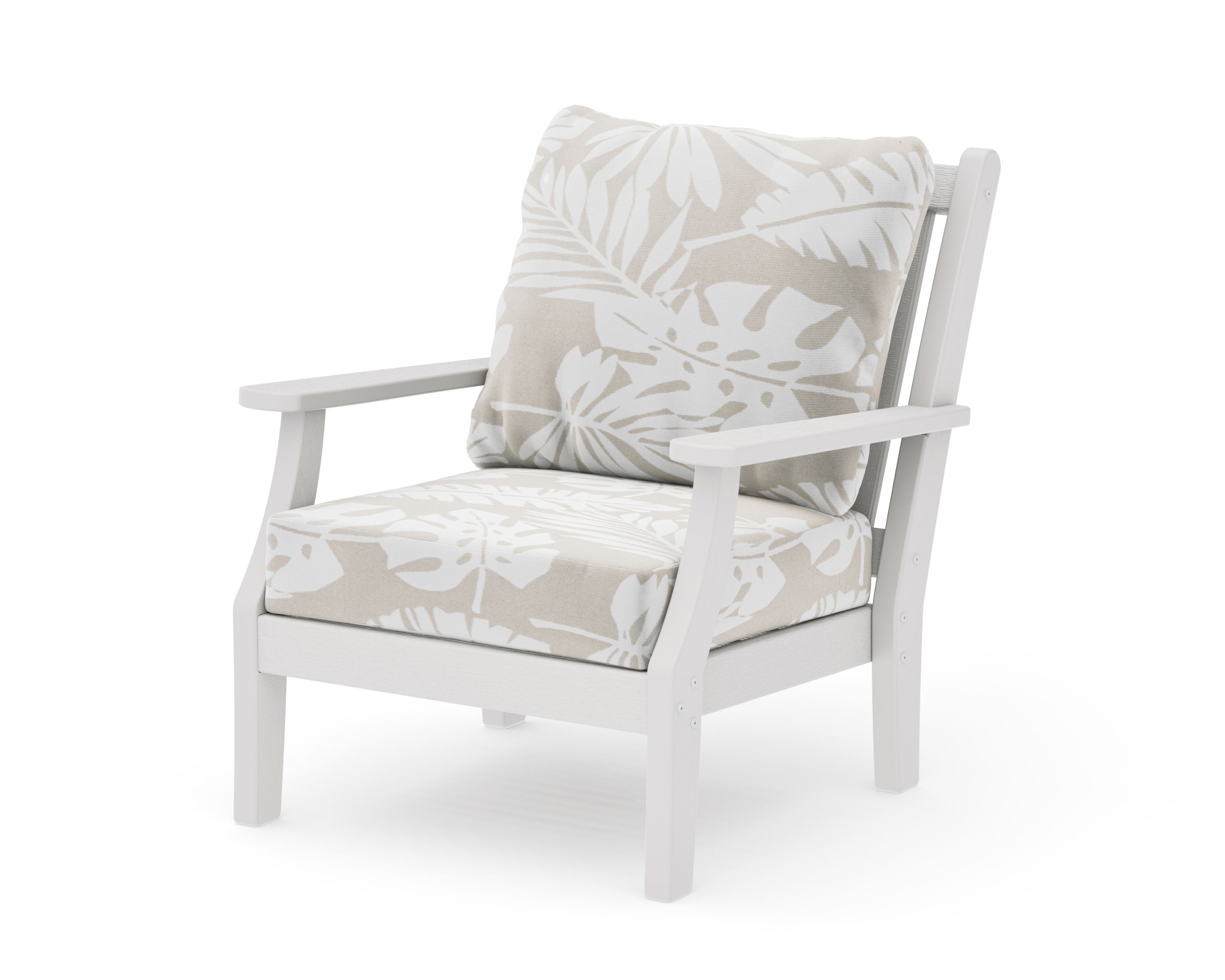 Wovendale Deep Seating Chair in Vintage White / Leaf Dune Burlap