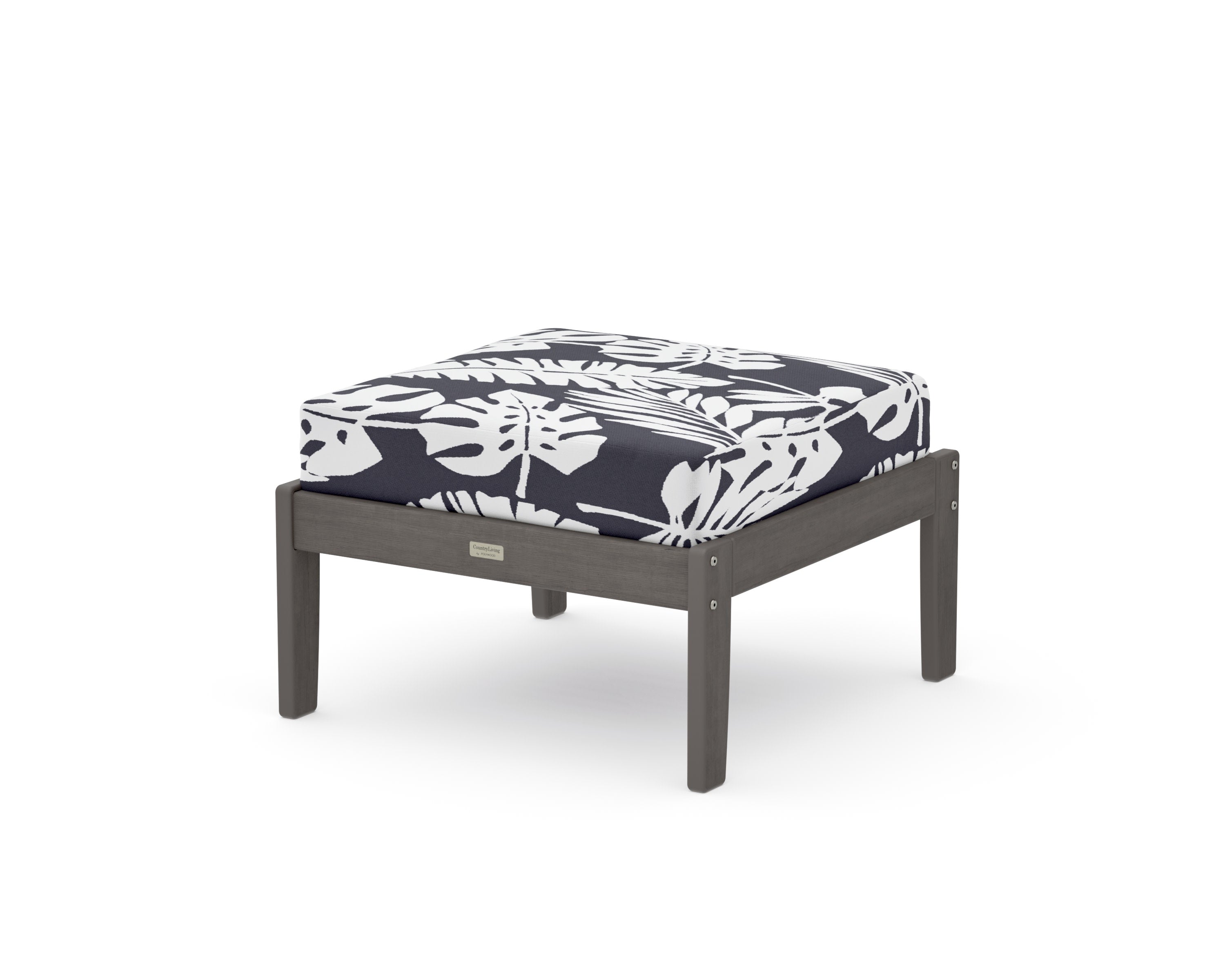 Cottage Deep Seating Ottoman in Driftwood / Leaf Navy