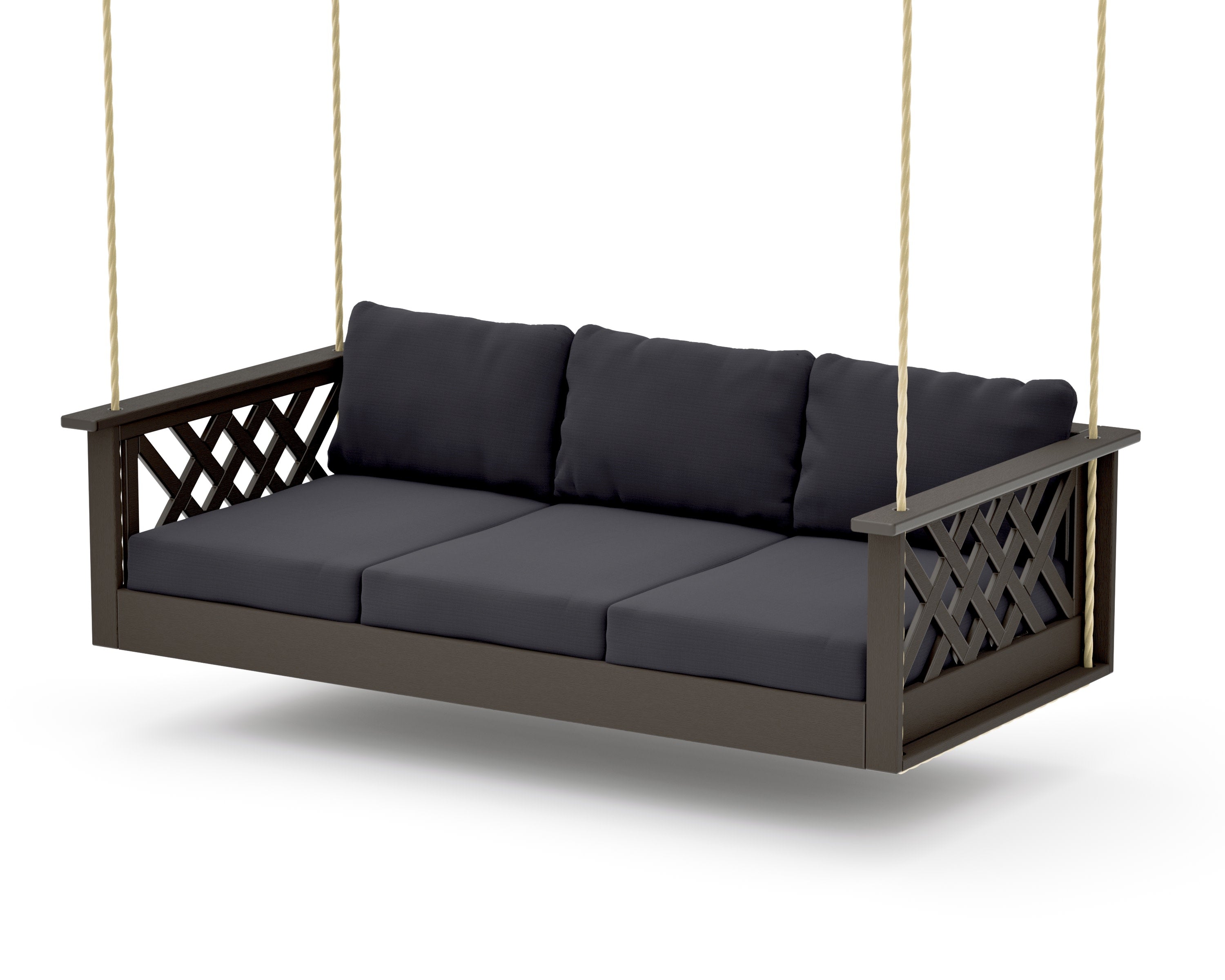 Wovendale Daybed Swing in Vintage Coffee / Midnight Linen