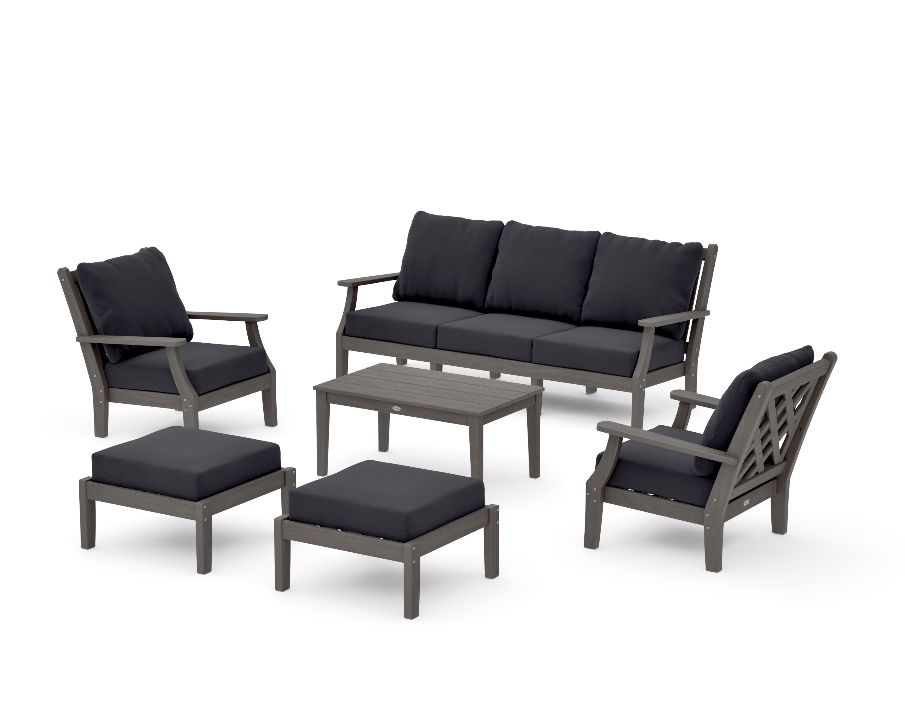 Wovendale 6-Piece Lounge Sofa Set in Driftwood / Midnight Linen