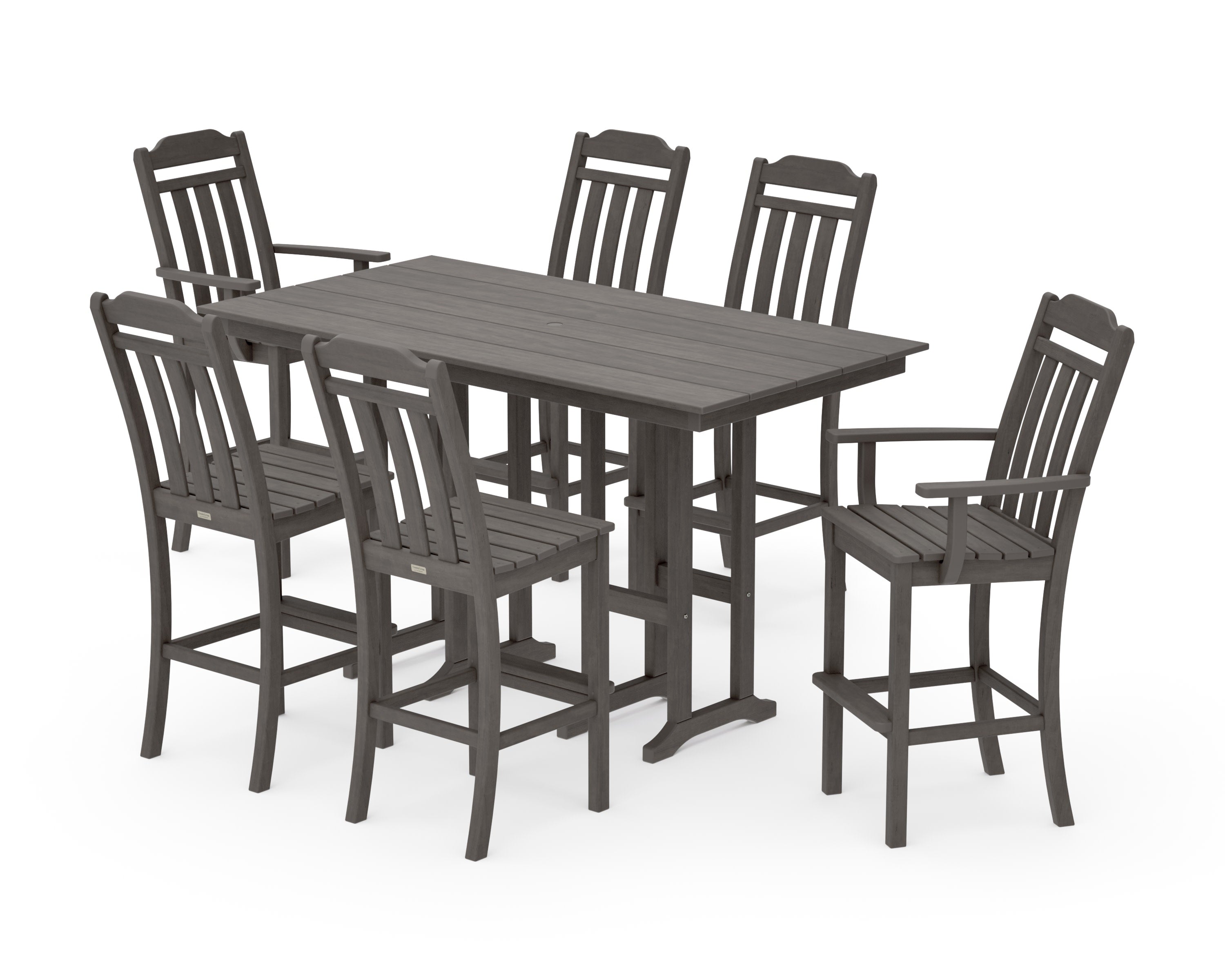 Cottage 7-Piece Farmhouse Bar Set in Driftwood