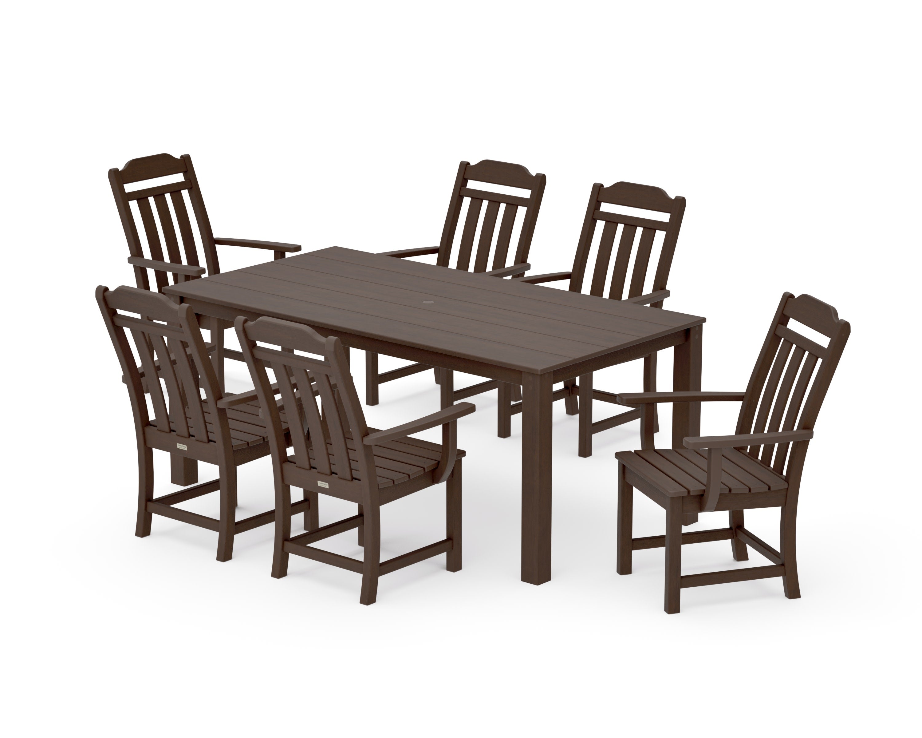 Cottage Arm Chair 7-Piece Parsons Dining Set in Kona