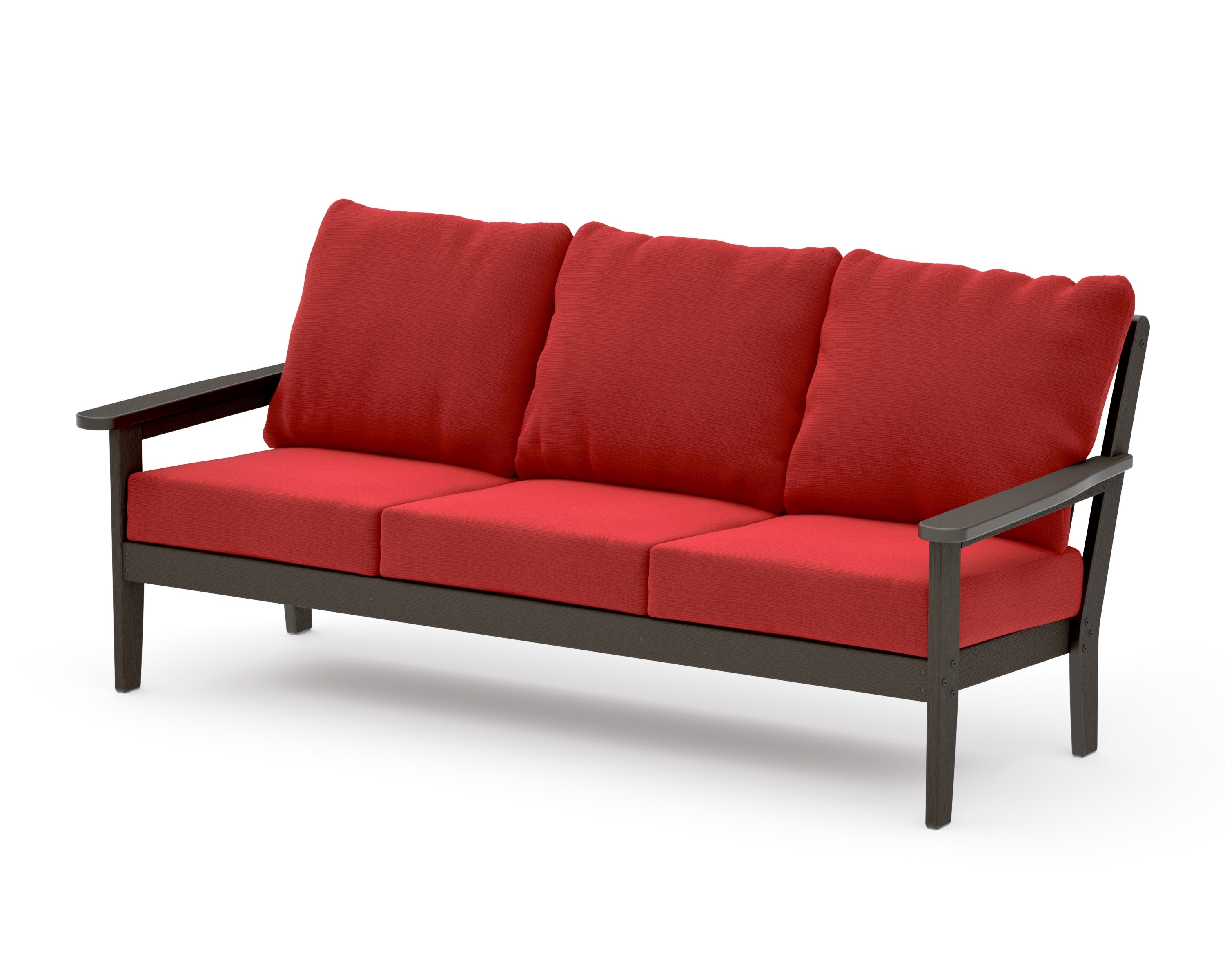 Cottage Deep Seating Sofa in Vintage Coffee / Crimson Linen