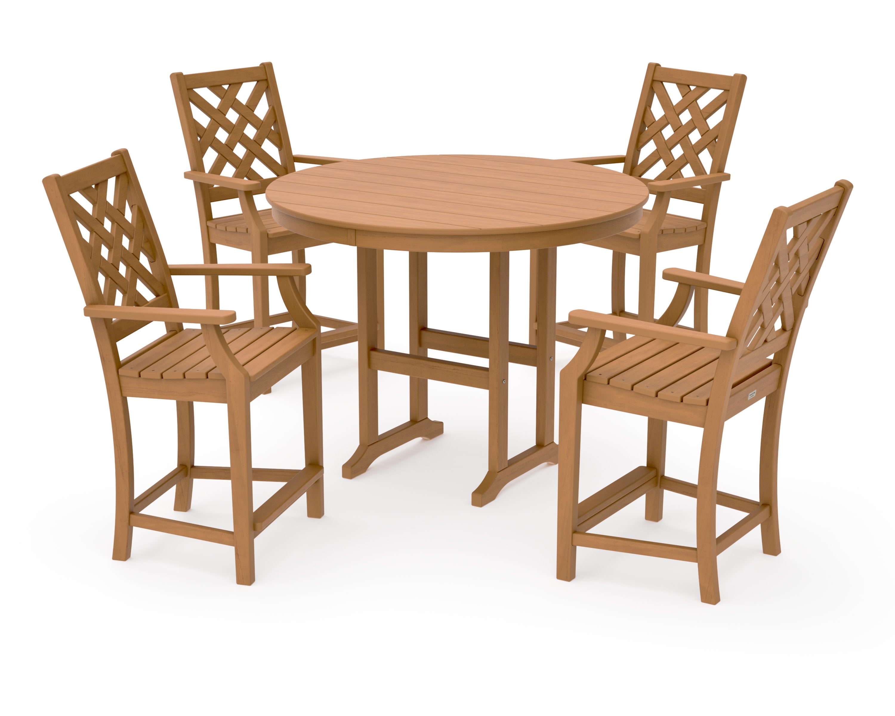 Wovendale 5-Piece Round Farmhouse Counter Set in Natural