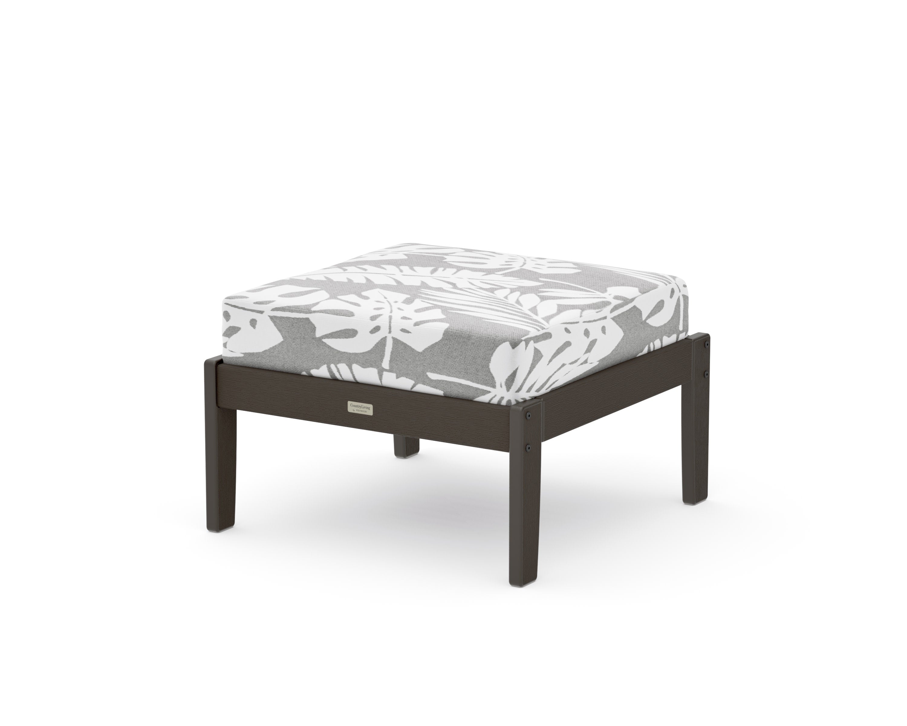 Cottage Deep Seating Ottoman in Vintage Coffee / Leaf Grey Mist