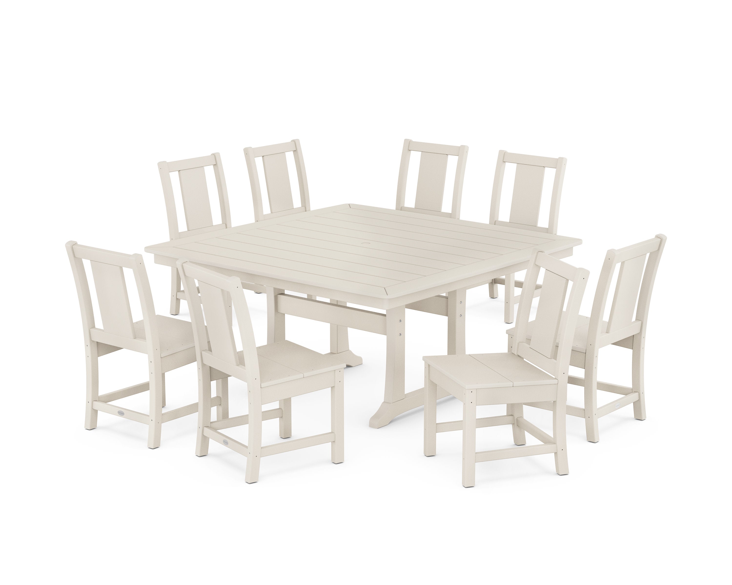 Prairie Side Chair 9-Piece Square Dining Set with Trestle Legs in Sand